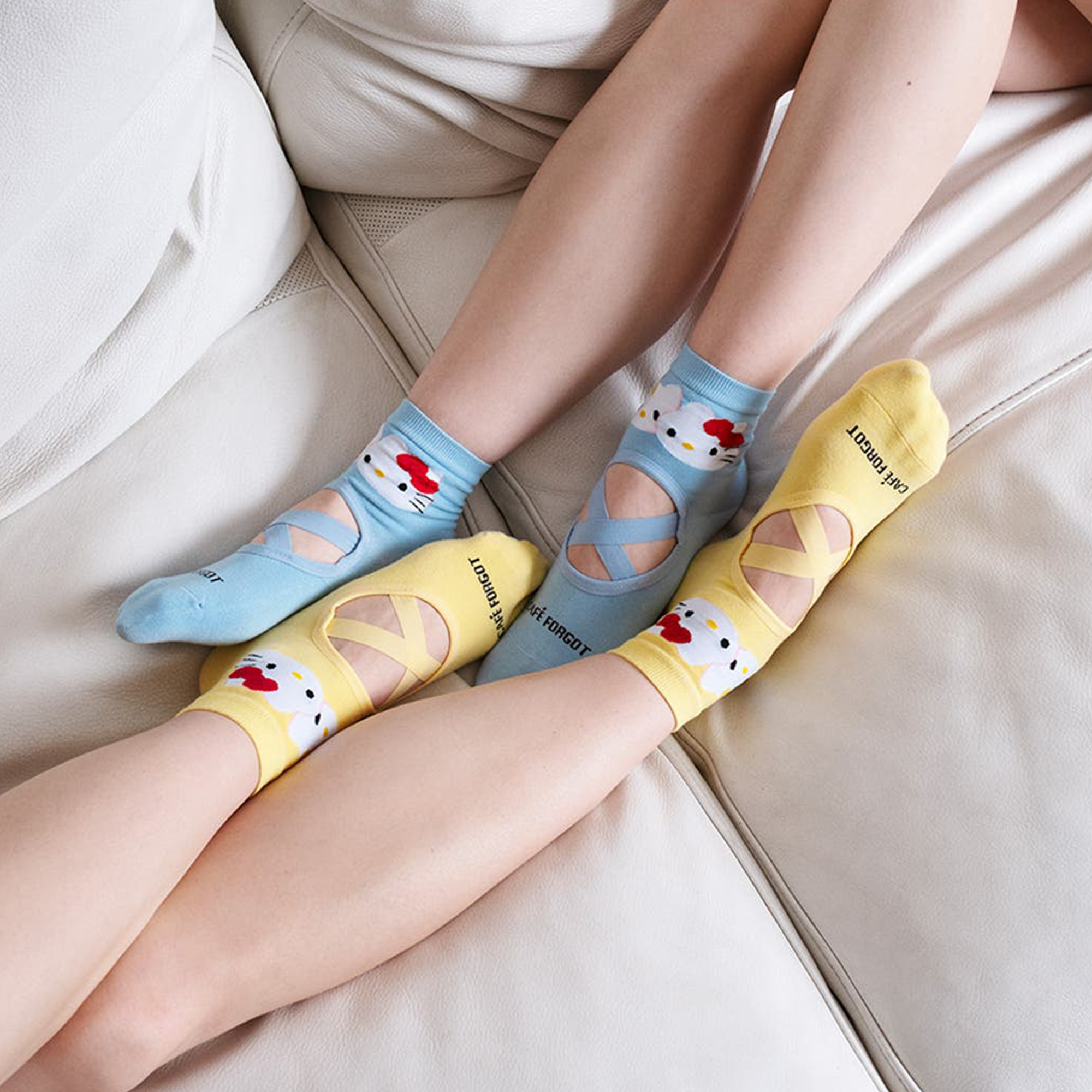 Pairing Hello Kitty socks with ballet flats and mary janes for a kawaii look