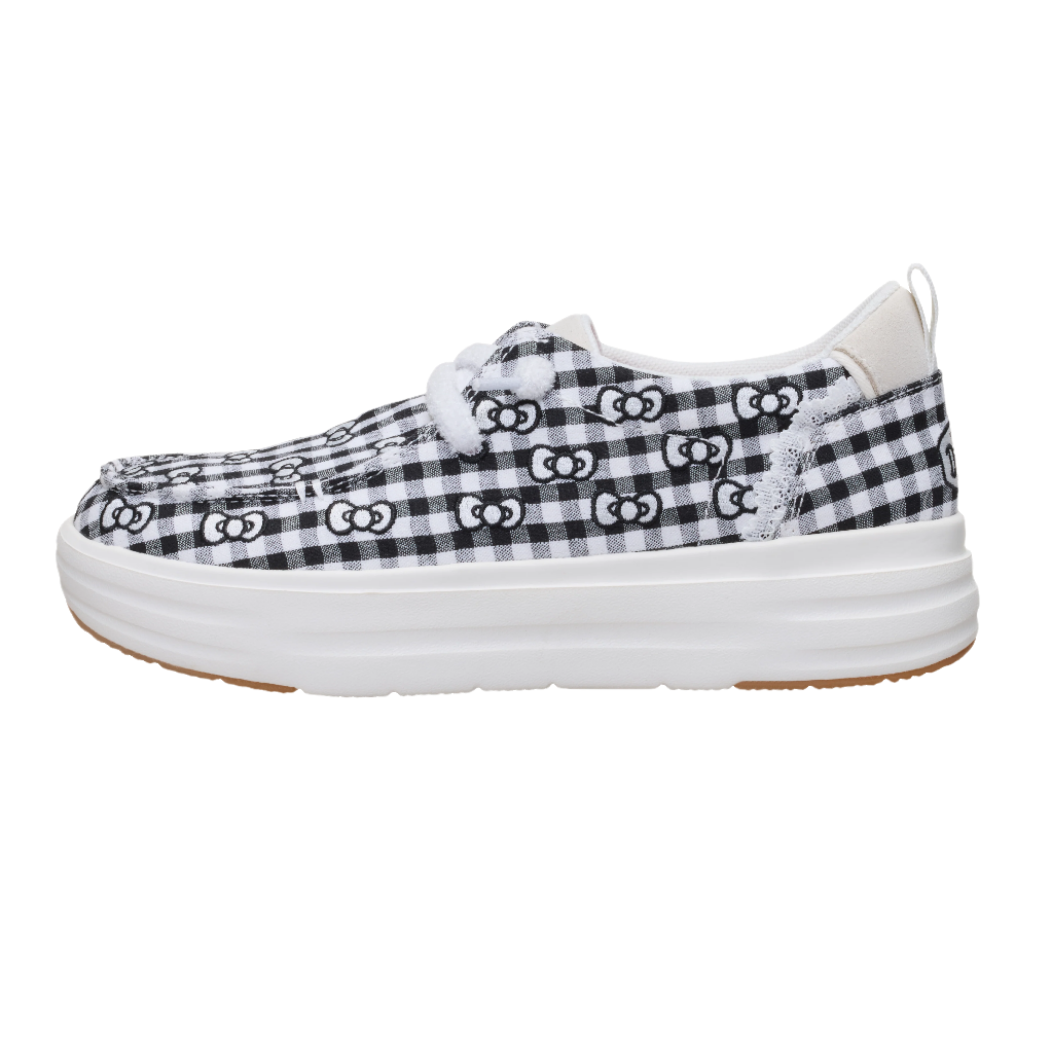Hello Kitty x HEYDUDE Wendy Nova shoes with embroidered bow and lace details