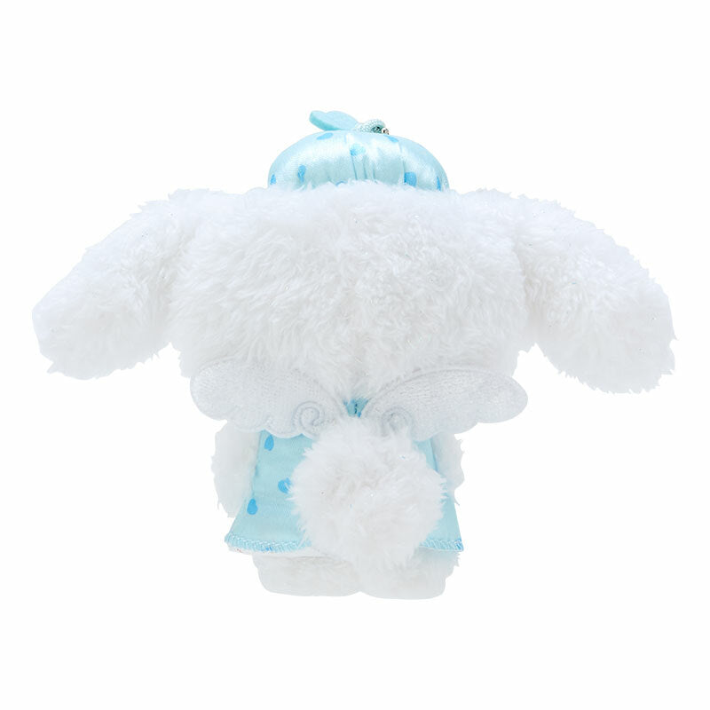 Close-up of Cinnamoroll plush keychains embroidered and applique details