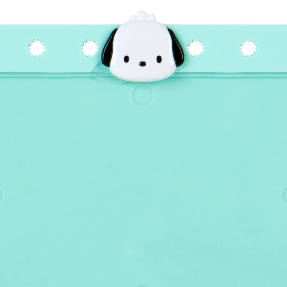 Kuromi customizable ID badge holder attached to a bag, highlighting its practical use as a kuromi accessory