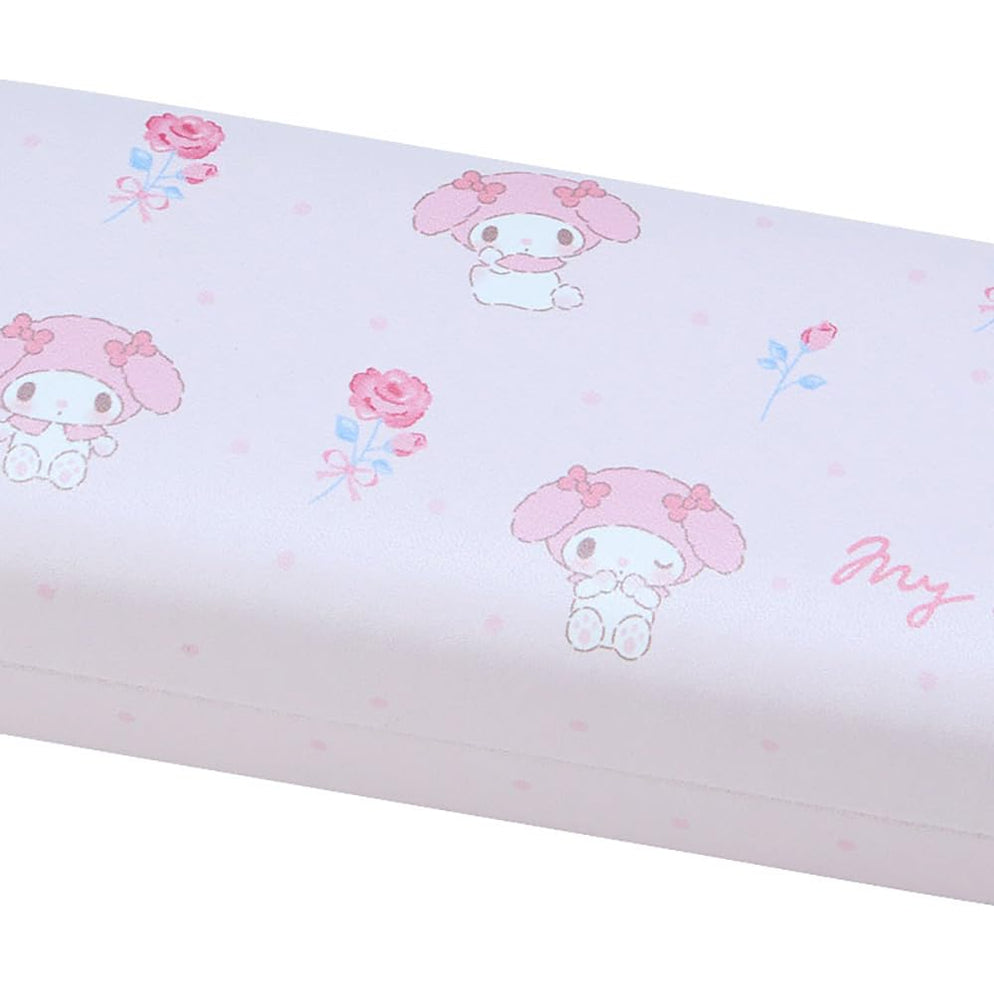 Kawaii eyeglass case with My Melody design, open to show interior