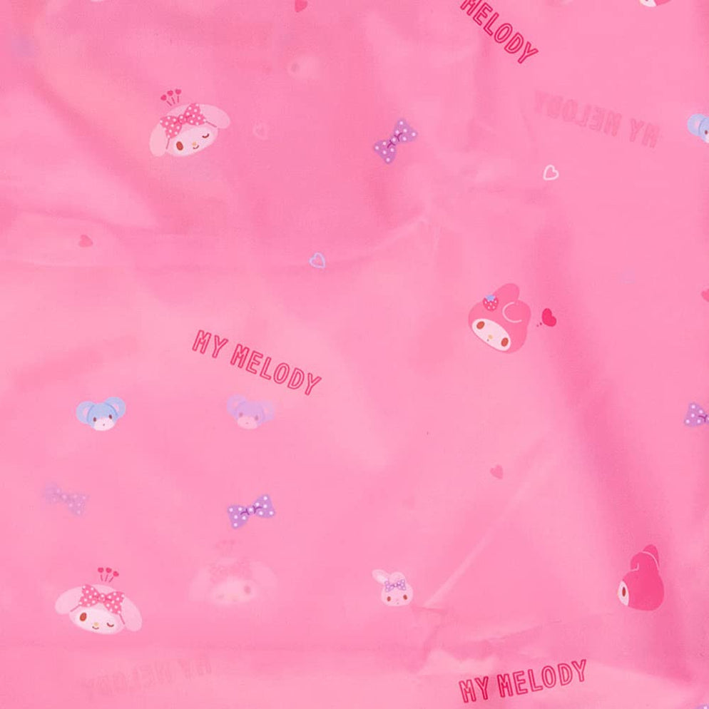Folded nylon tote bag featuring My Melody, compact and easy to store