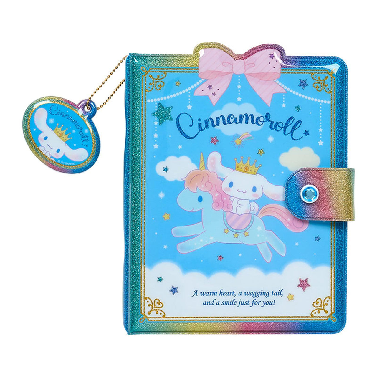 Cinnamoroll sticker collection book with vibrant Sanrio stickers inside.