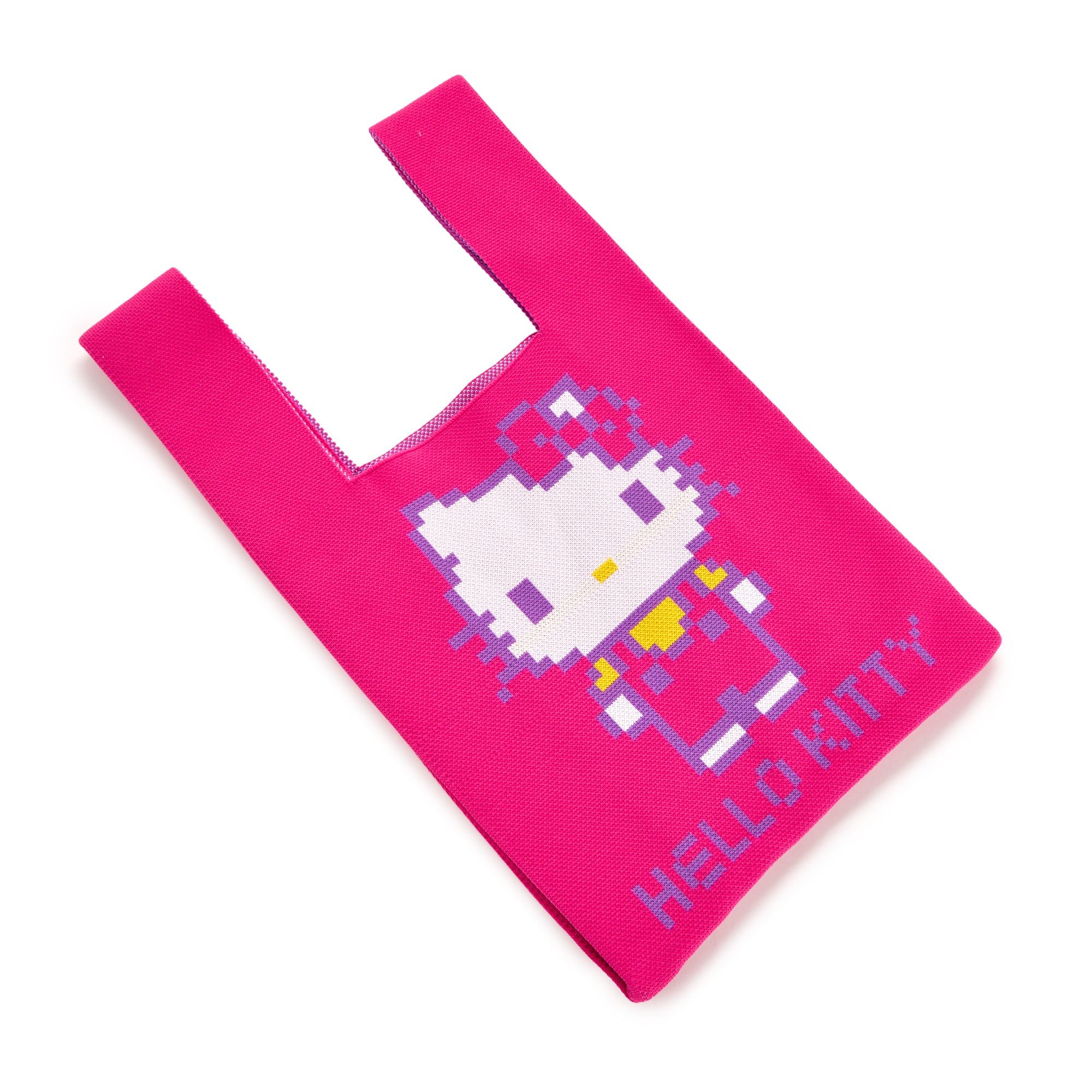 Close-up showing bags detailed stitching and retro design featuring Hello Kitty