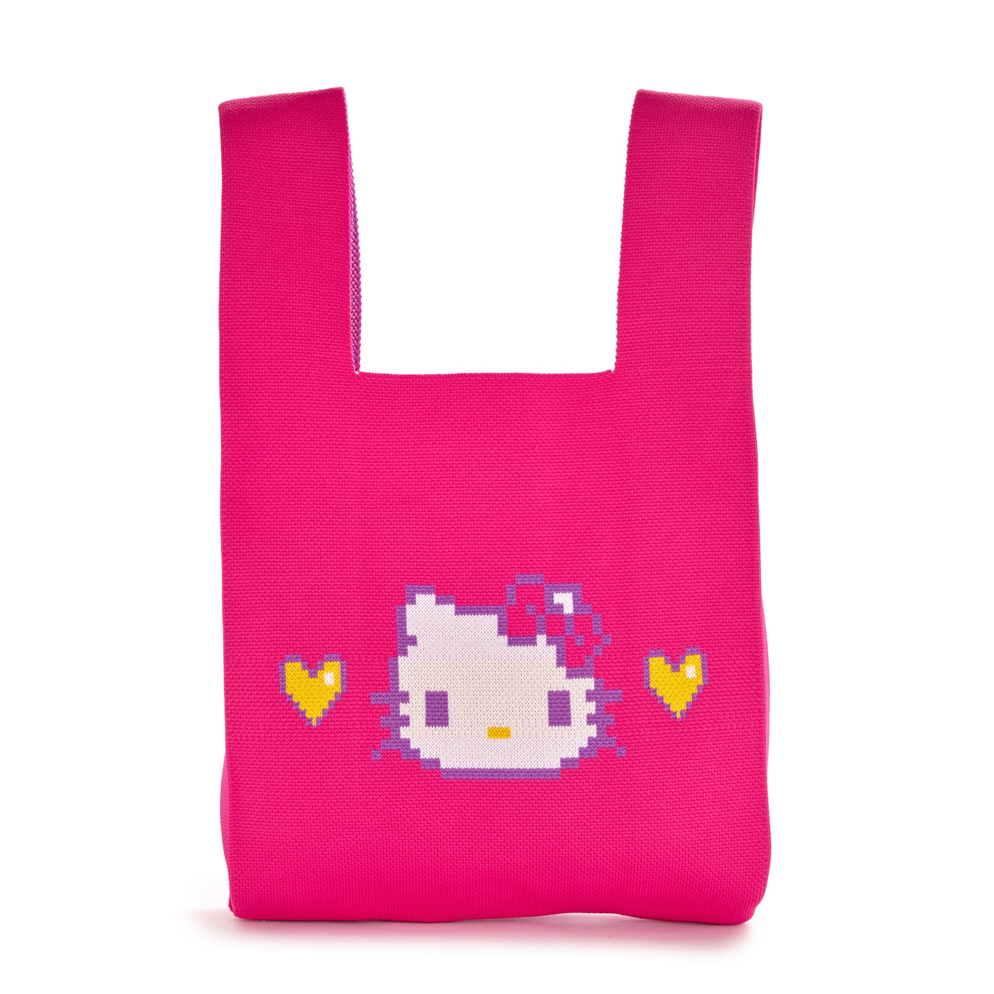 Close-up showing bags detailed stitching and retro design featuring Hello Kitty