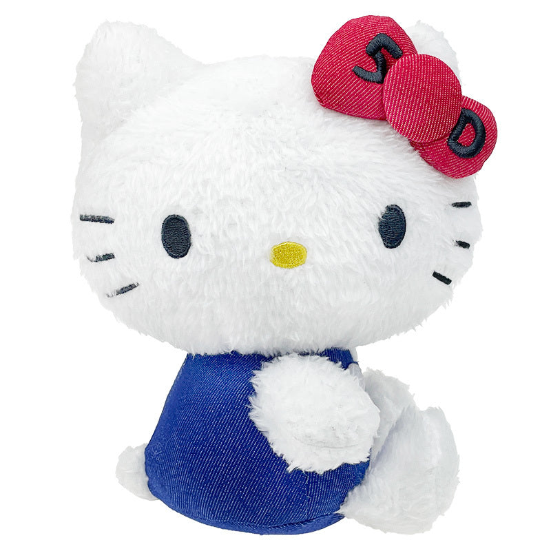 Front view of Hello Kitty 50th anniversary plush toy on white background