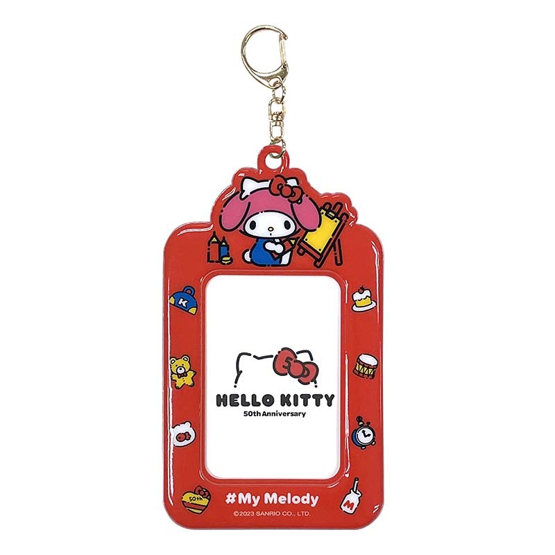 Hello Kitty ID badge holder with a photo inserted