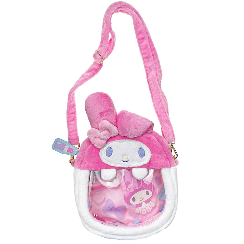 My Melody plush ita-bag with adjustable straps and clear display window