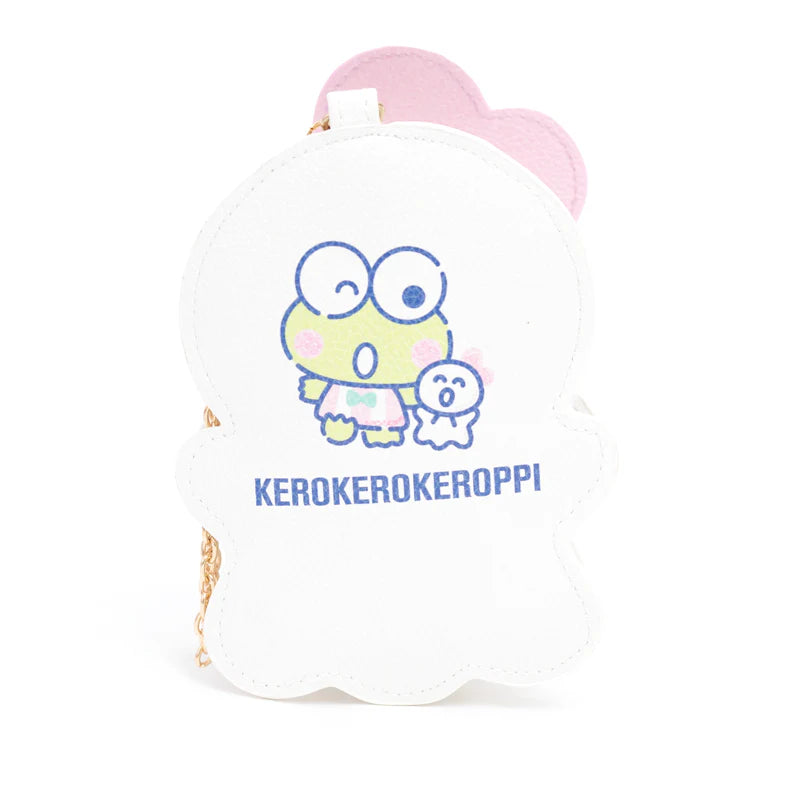 Front view of Keroppi tote bag with Teru Teru charm and dual pouch design