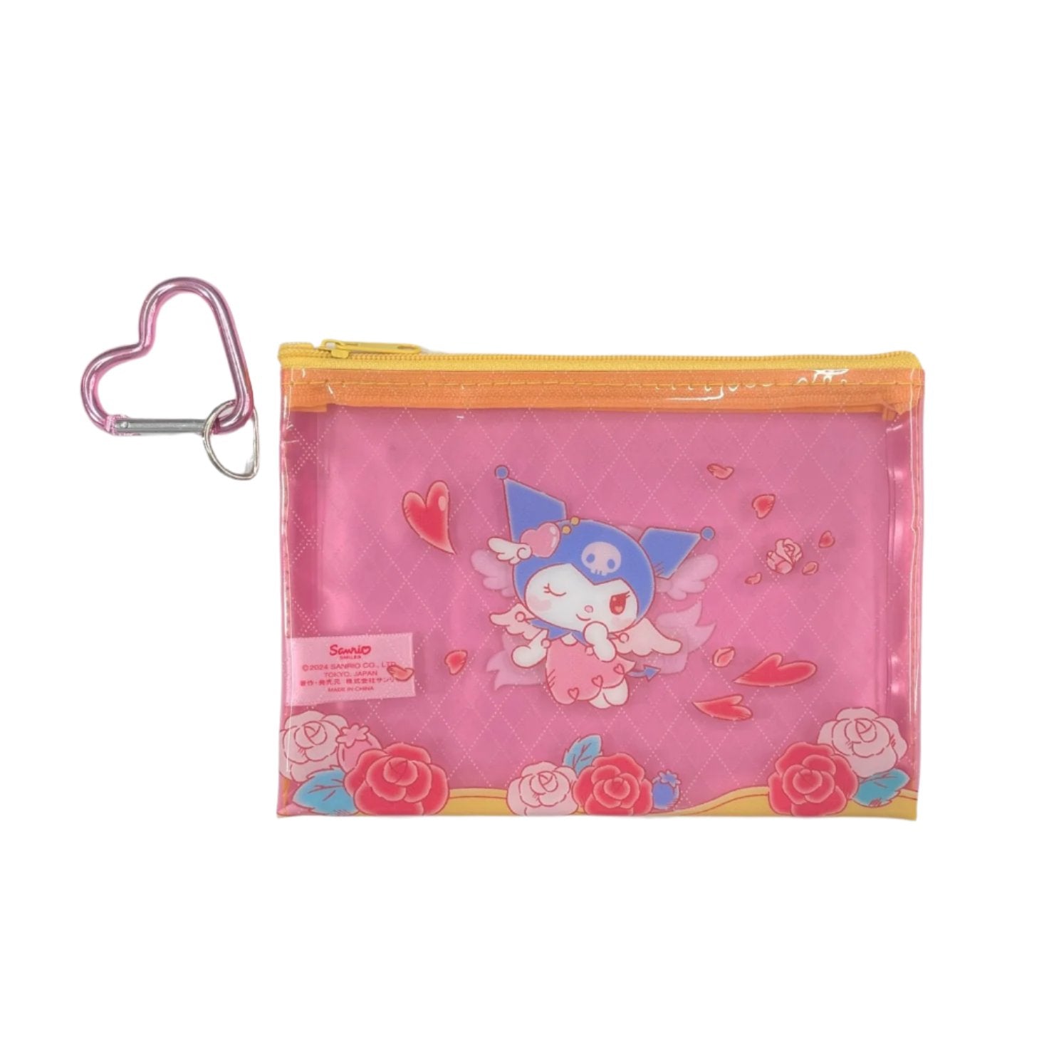 Vibrant Sanrio characters zipper pouch with bright and dark angel designs, ideal for daily use.