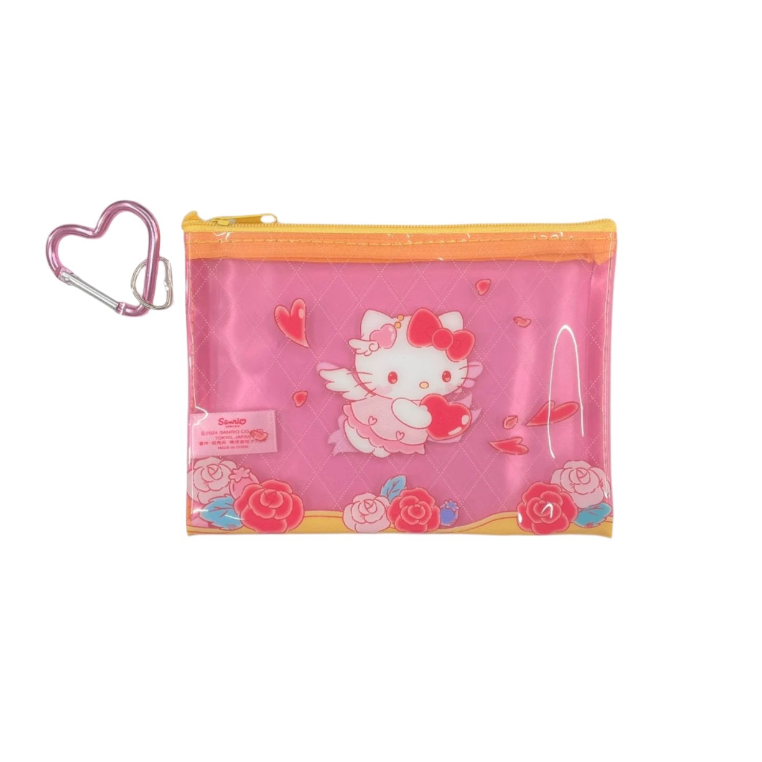 Vibrant Sanrio characters zipper pouch with bright and dark angel designs, ideal for daily use.