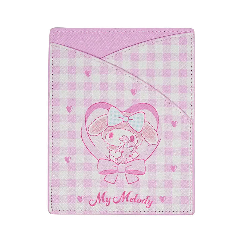 Front view of My Melody Gingham Travel Wallet showcasing pastel design