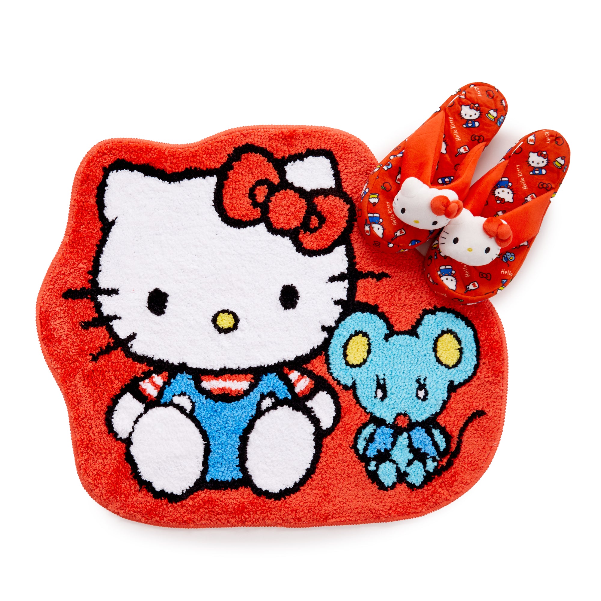 Close-up of the soft texture and binding detail on the Hello Kitty accent rug.