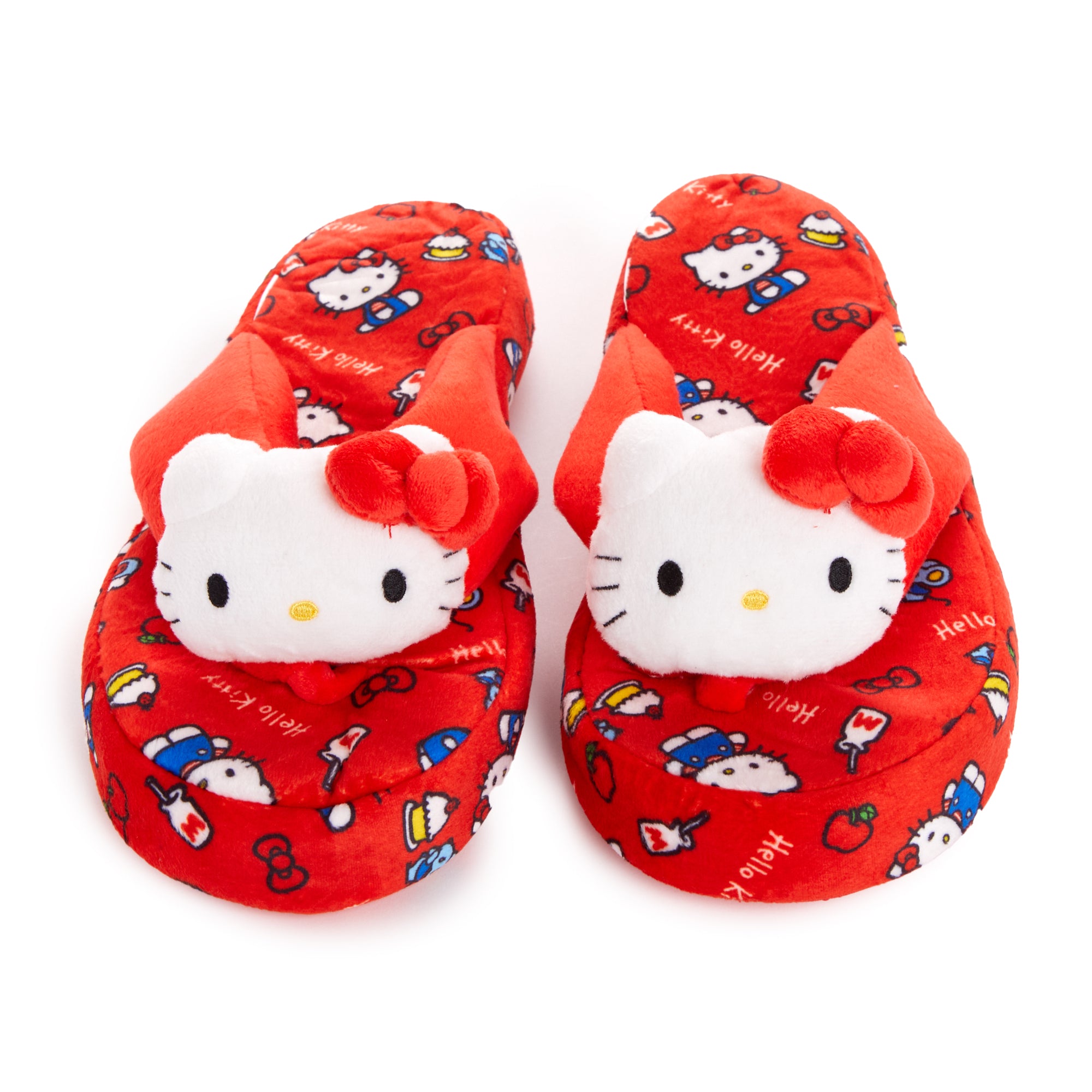 Hello Kitty house slippers being worn, highlighting the non-slip bottom
