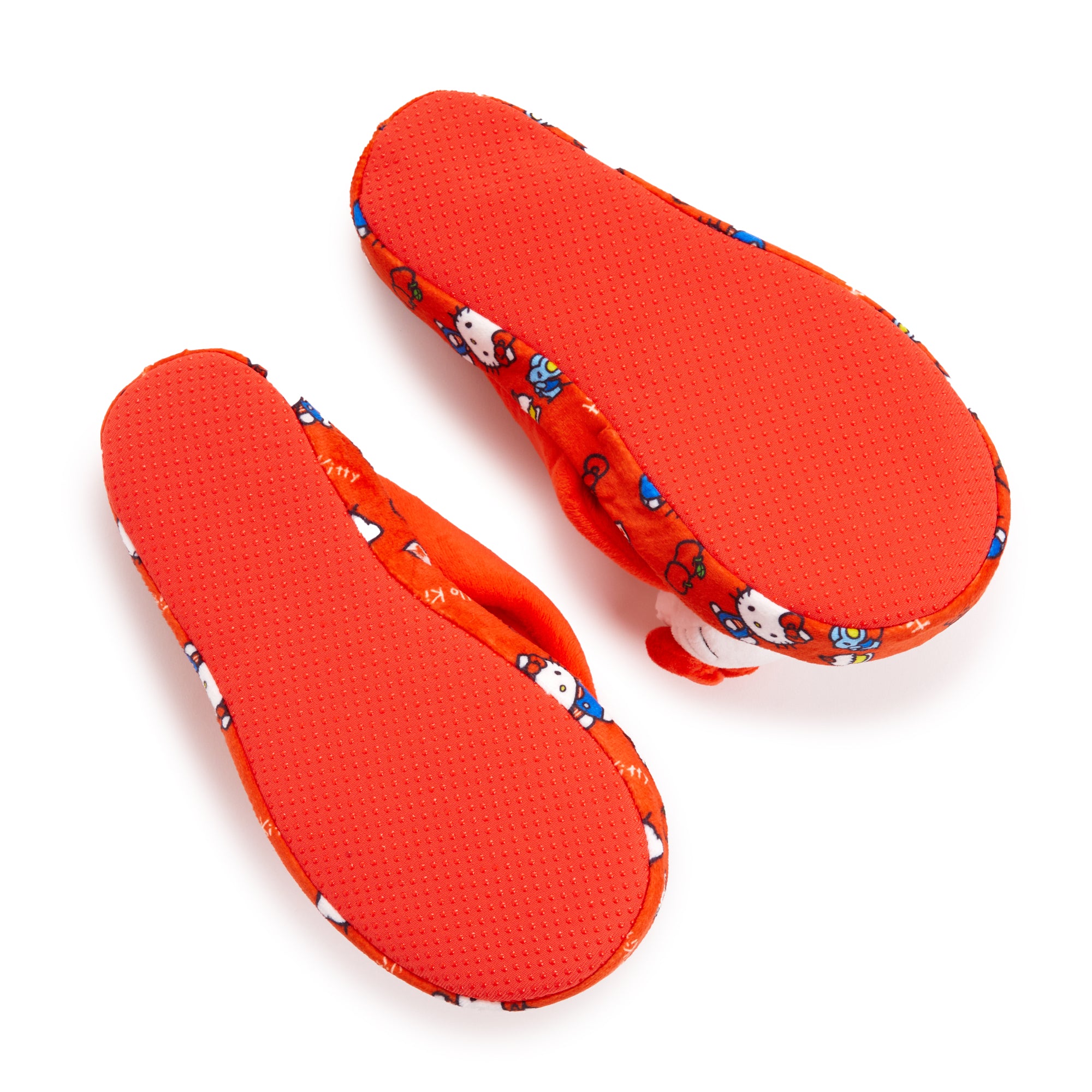 Hello Kitty Adult Slippers front view, showing the 3D plush character details