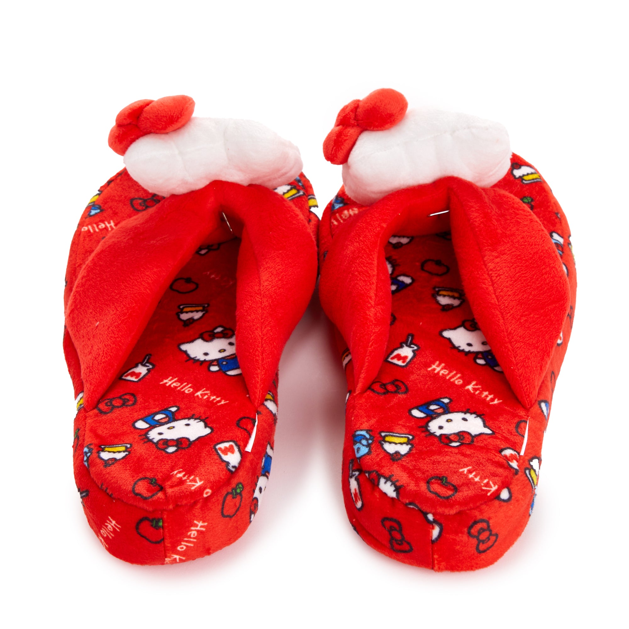 Hello Kitty house slippers being worn, highlighting the non-slip bottom