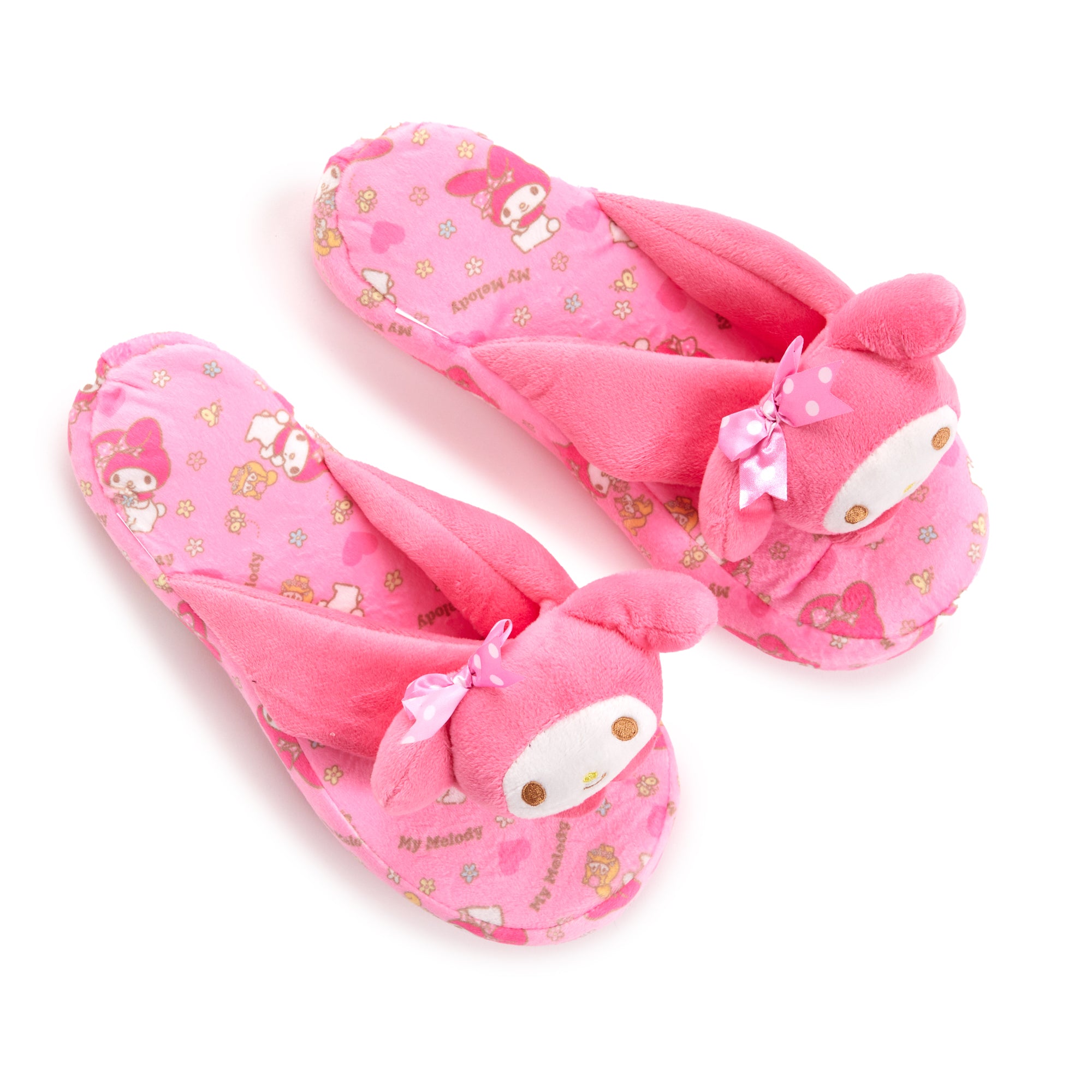 Close-up of character details on plush slippers for home comfort