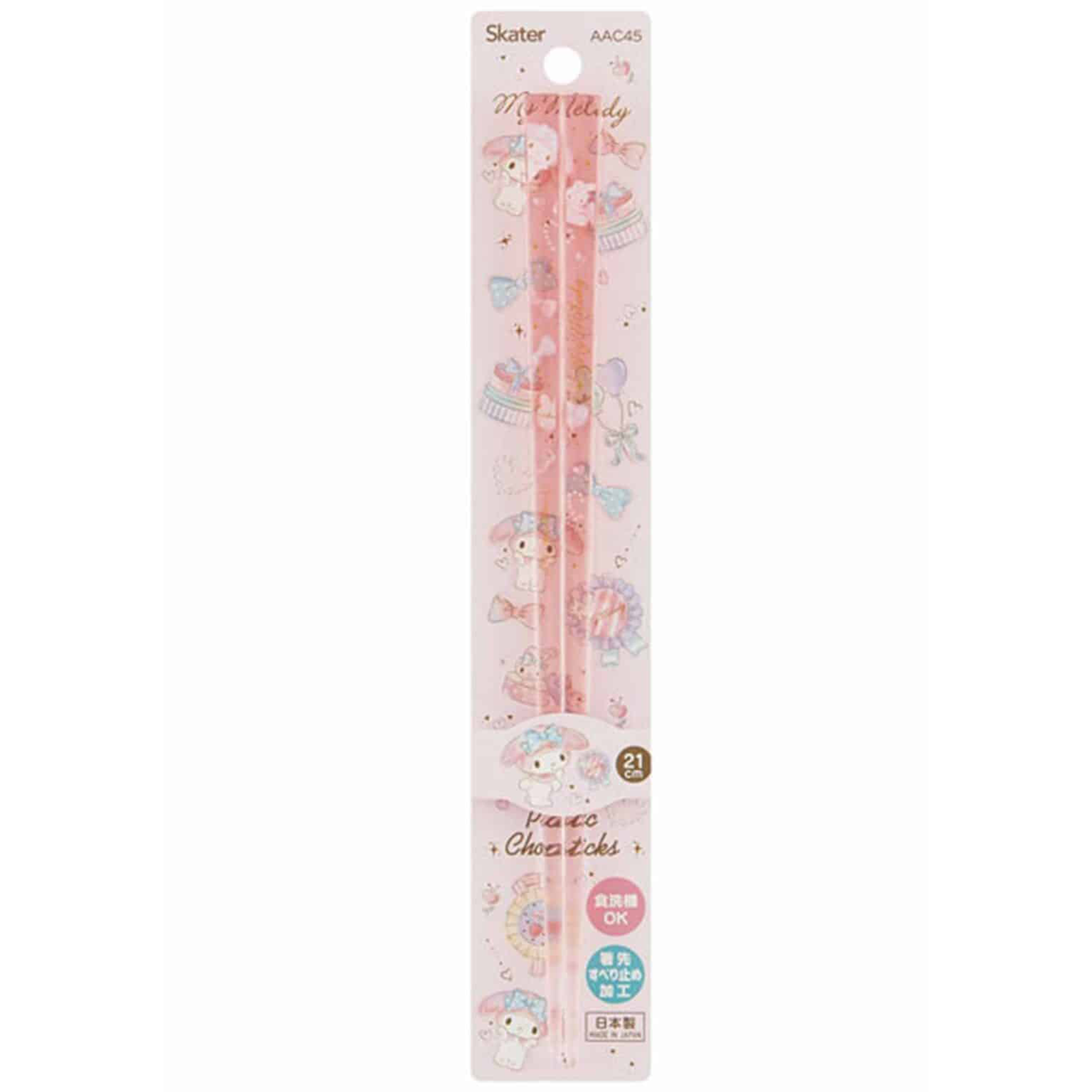 Close-up of acrylic chopsticks featuring My Melody and Kuromi.