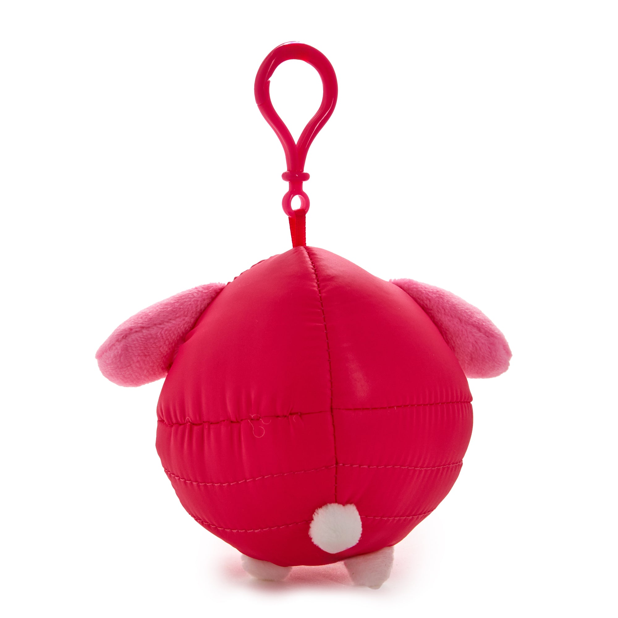 Close-up of Sanrio character embroidered face on winter puffer clip