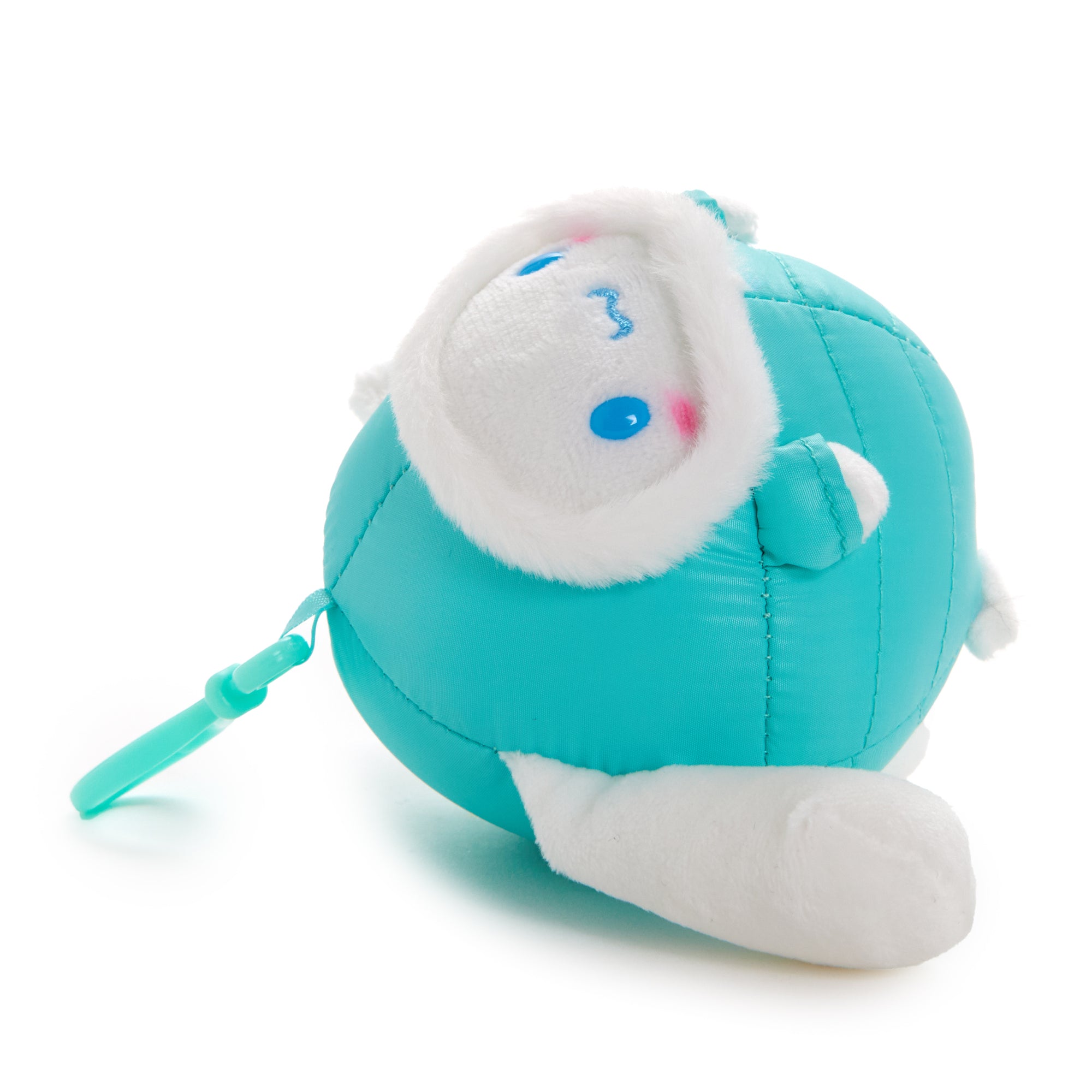 Cinnamoroll plush toy with winter puffer jacket, perfect for holiday gifts