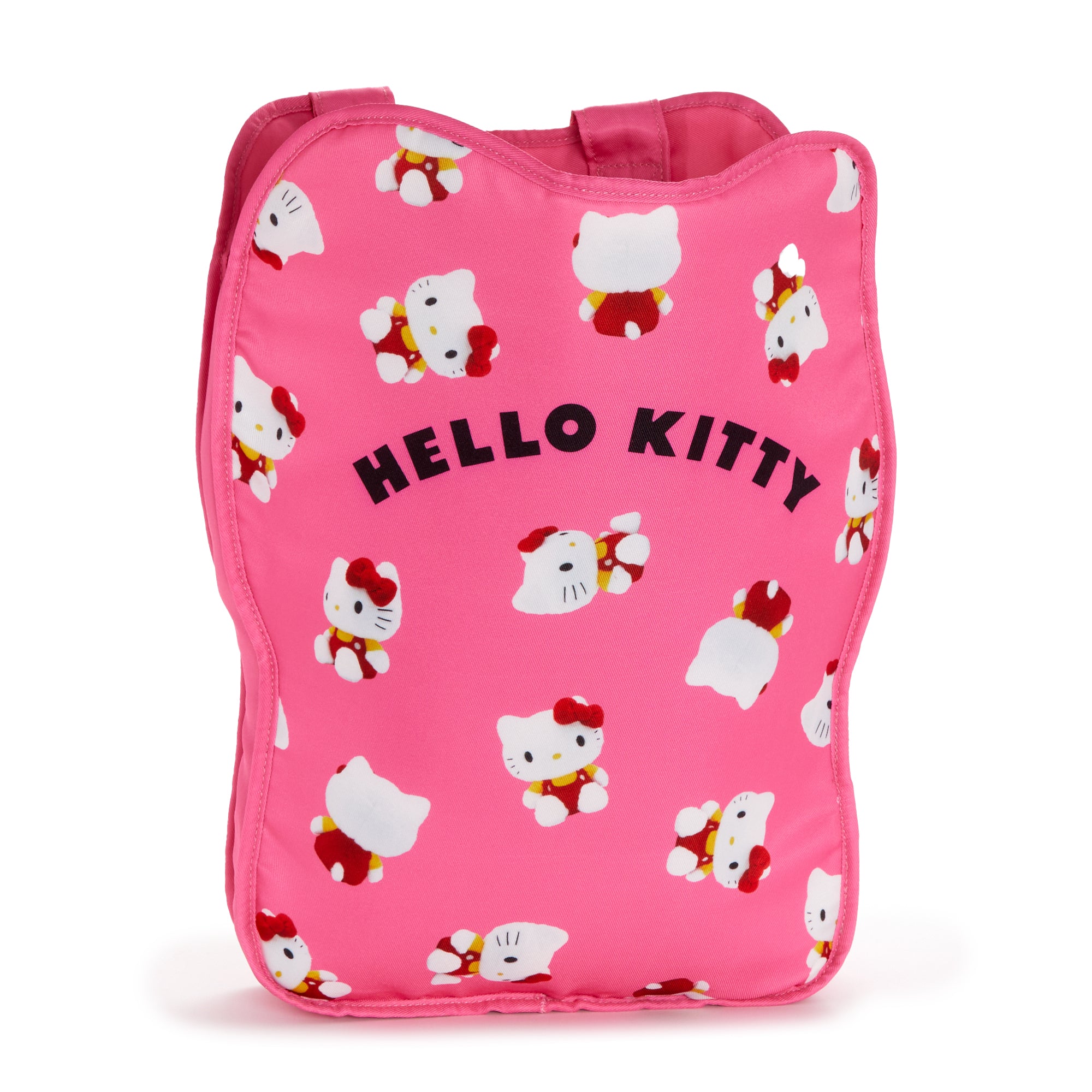 Front view of Hello Kitty tote bag showing character silhouette and interior pocket