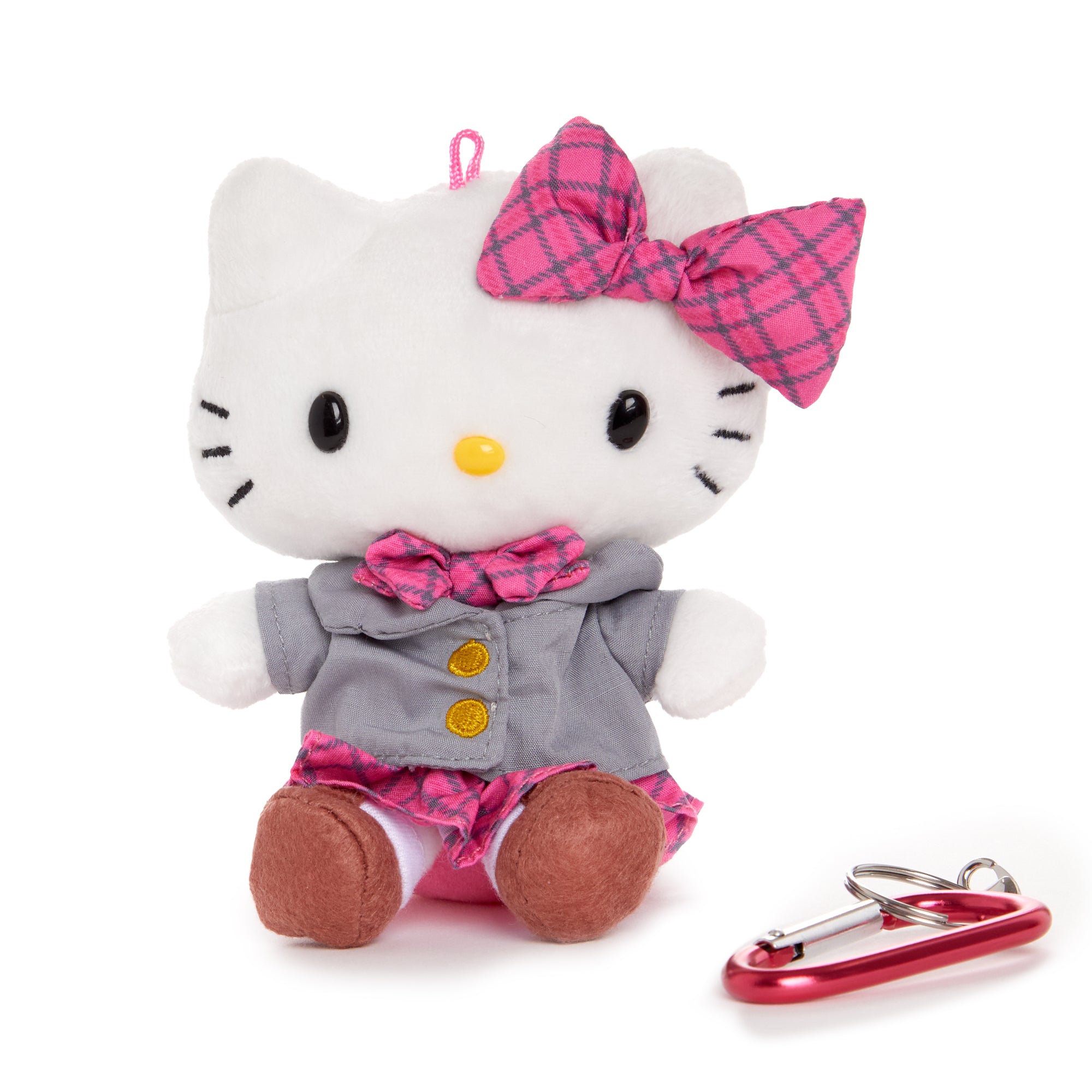 Kawaii Hello Kitty plush backpack charm with embroidered details