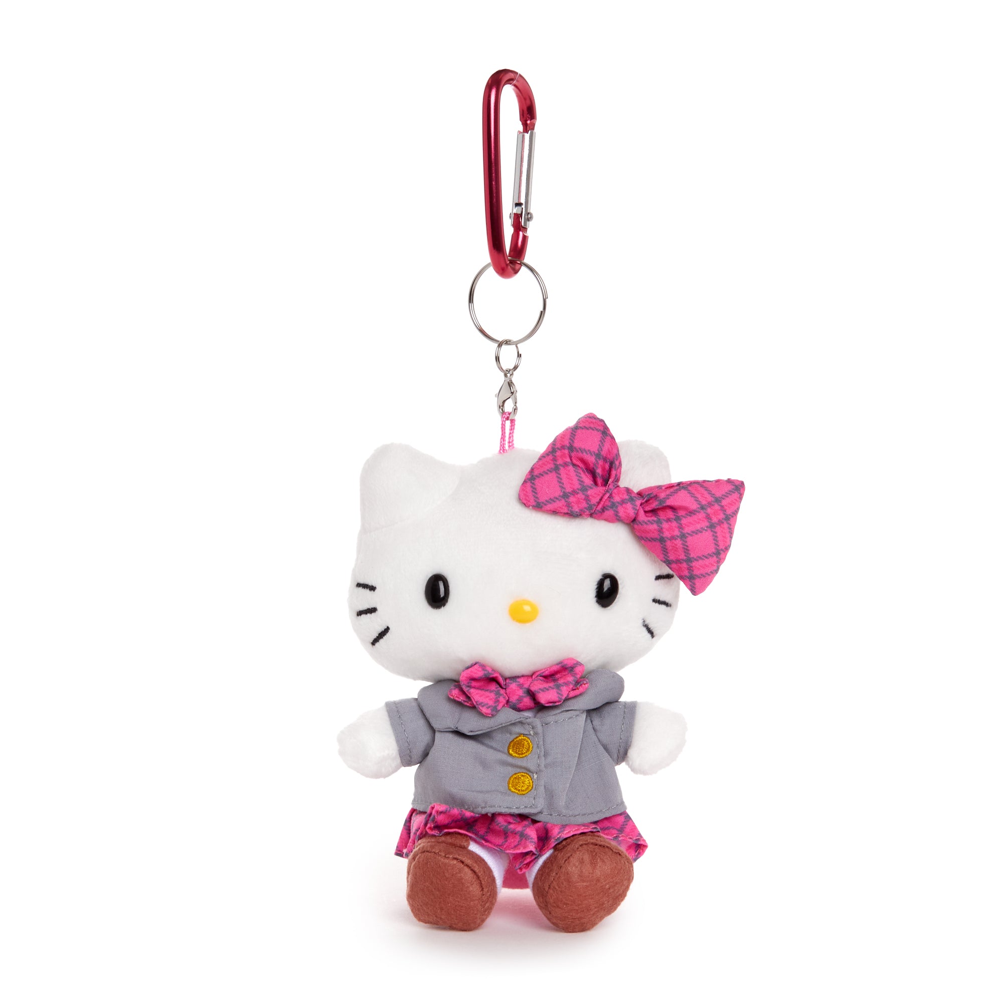 Hello Kitty graduation plush mascot with carabiner, front view