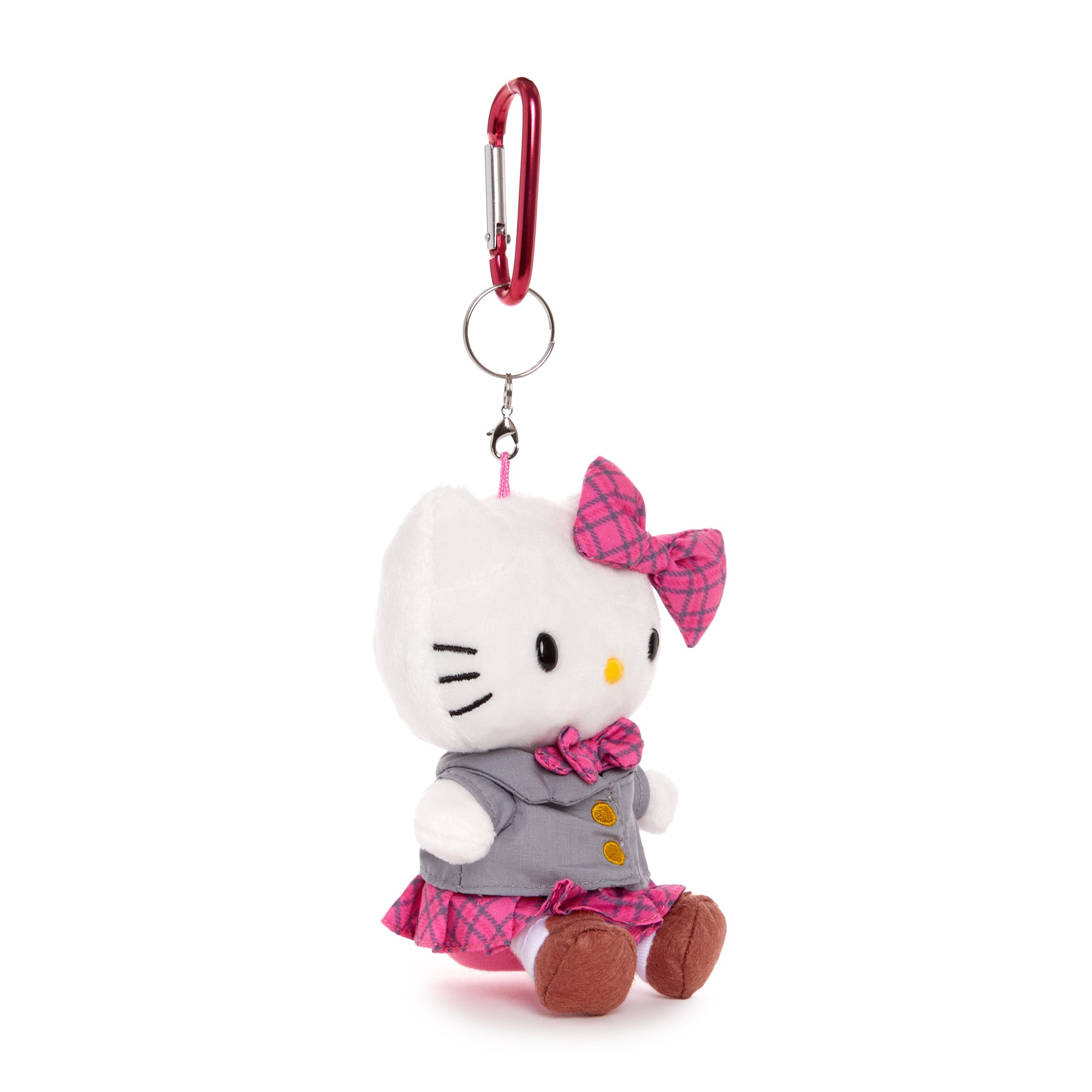 Hello Kitty graduation plush mascot with carabiner, front view
