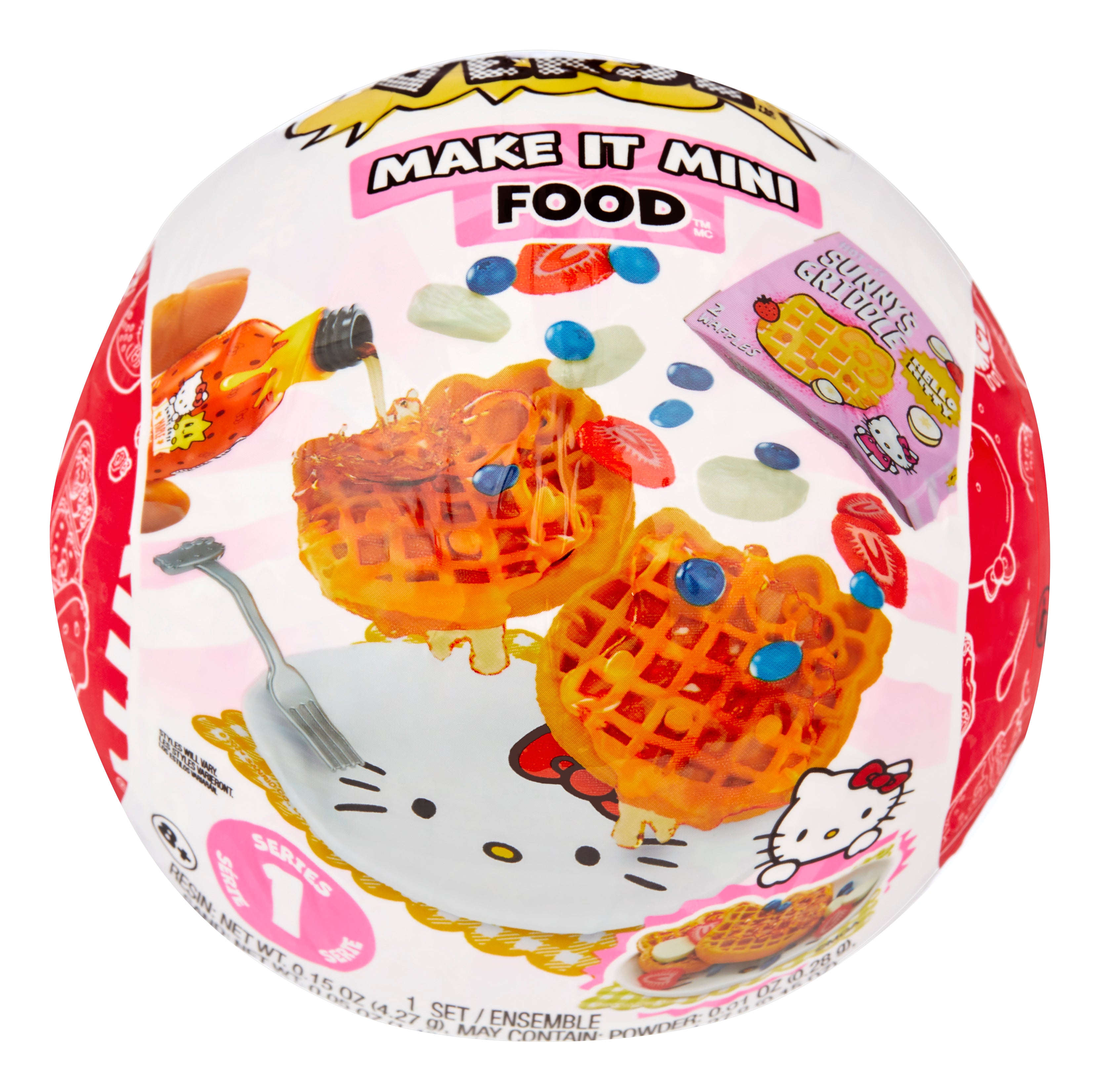 Creative setup of completed Hello Kitty mini food display.