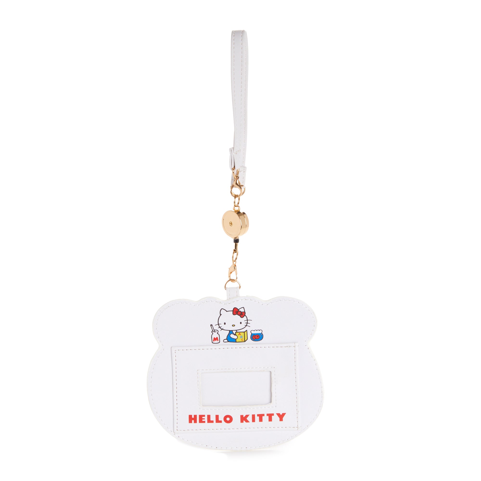 Front view of Hello Kitty Goldfish Card Case with zipper closure.