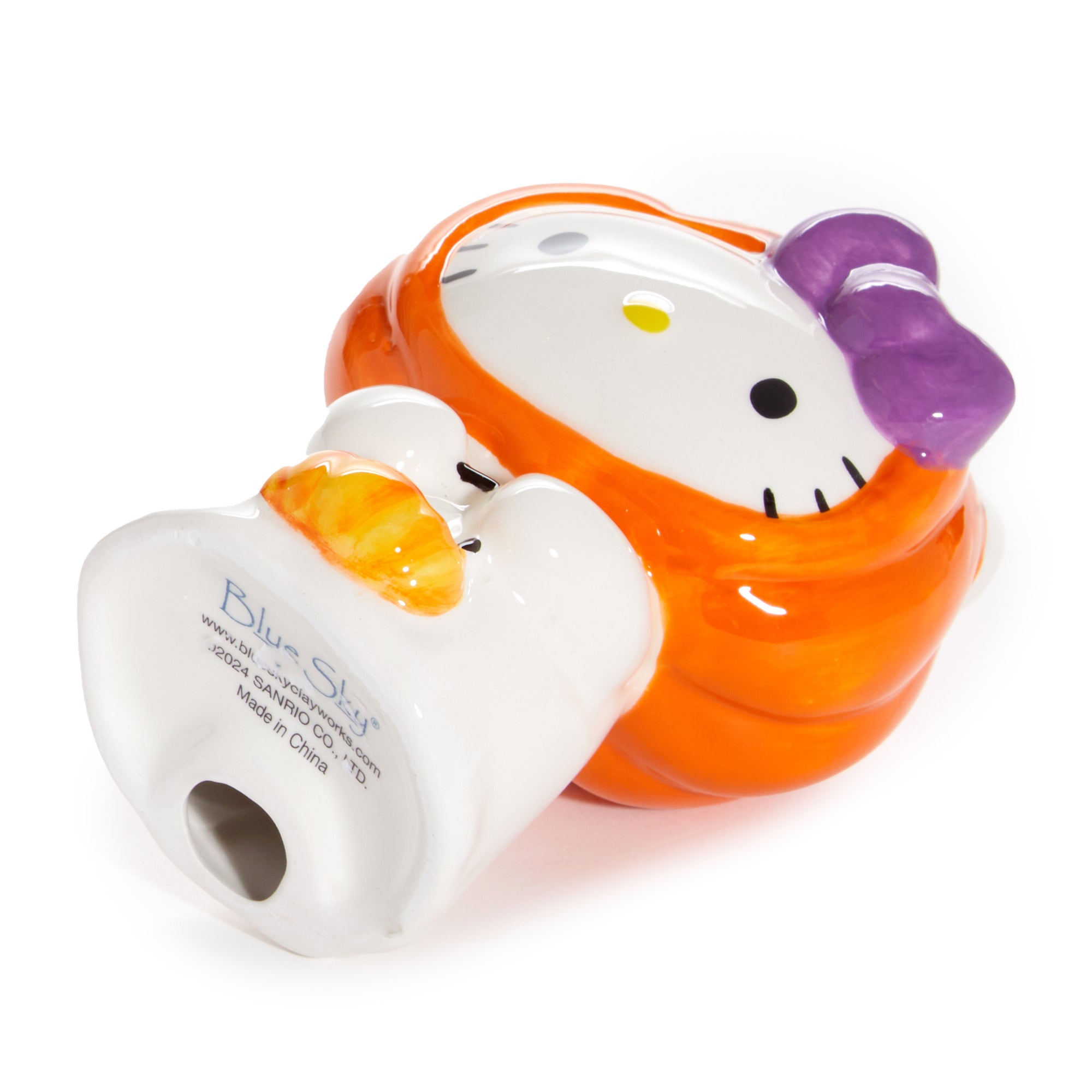 Side angle of Hello Kitty ceramic ghost decoration.