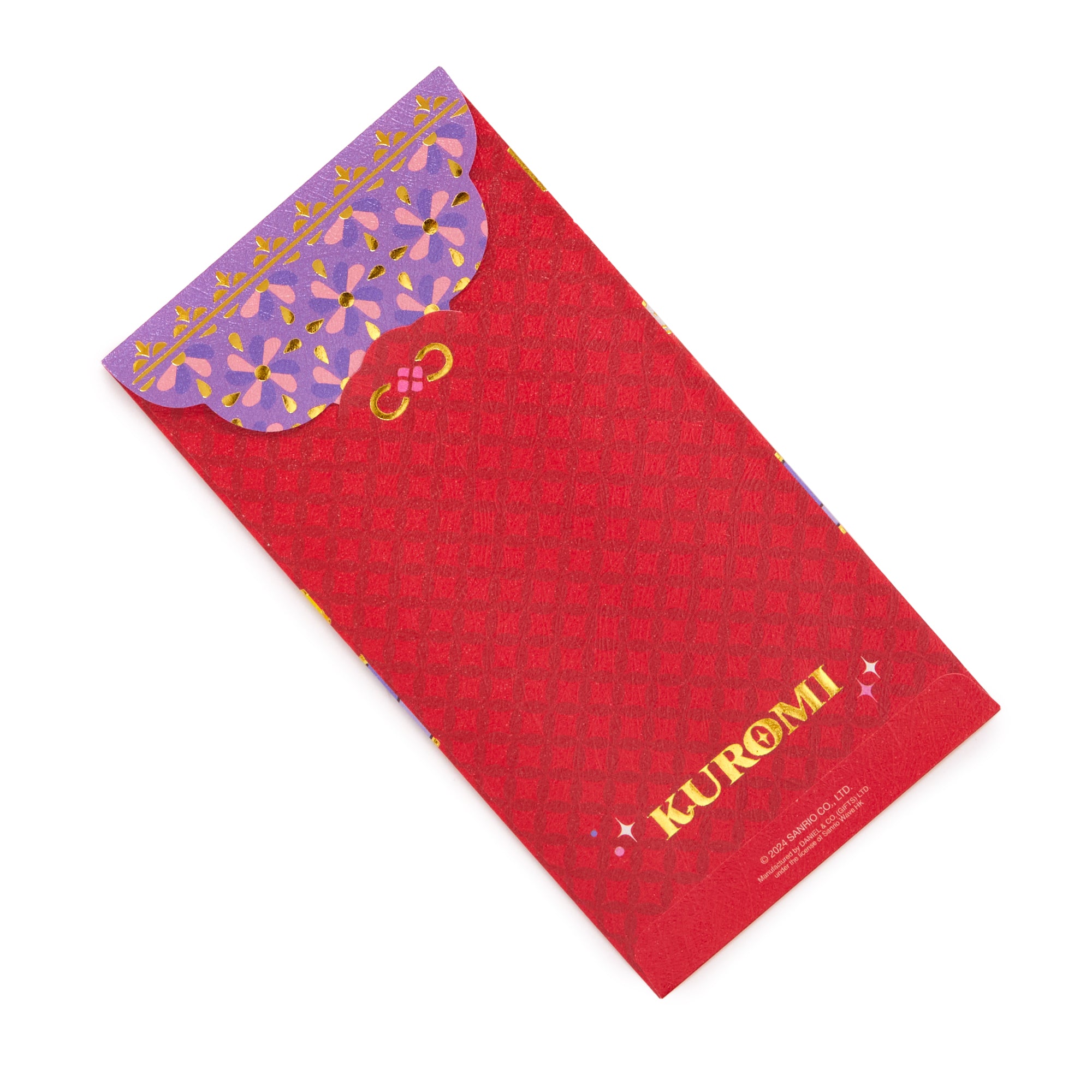 Envelope set with Kuromi artwork, displayed alongside small gifts