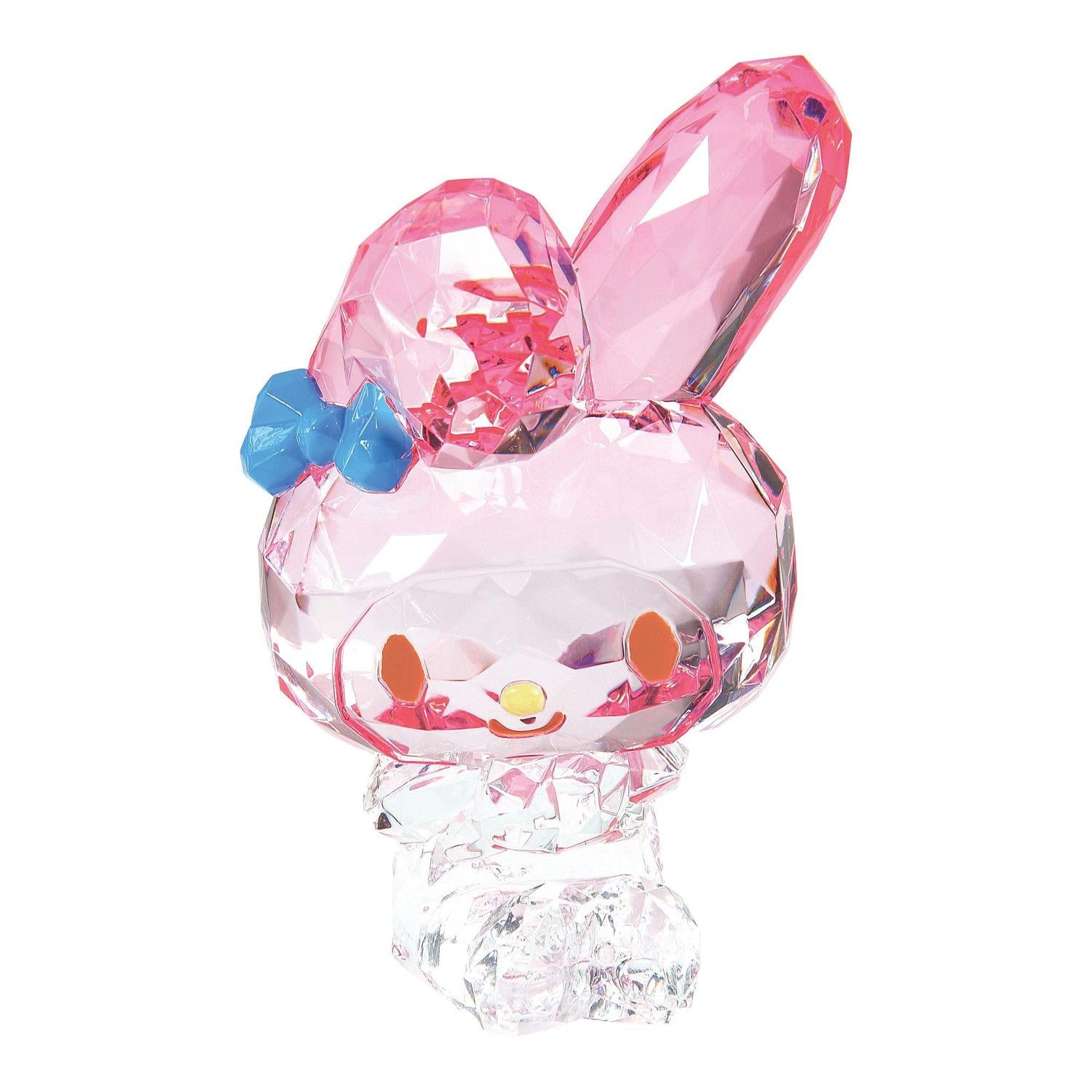 Front view of My Melody acrylic figurine with signature blue bow
