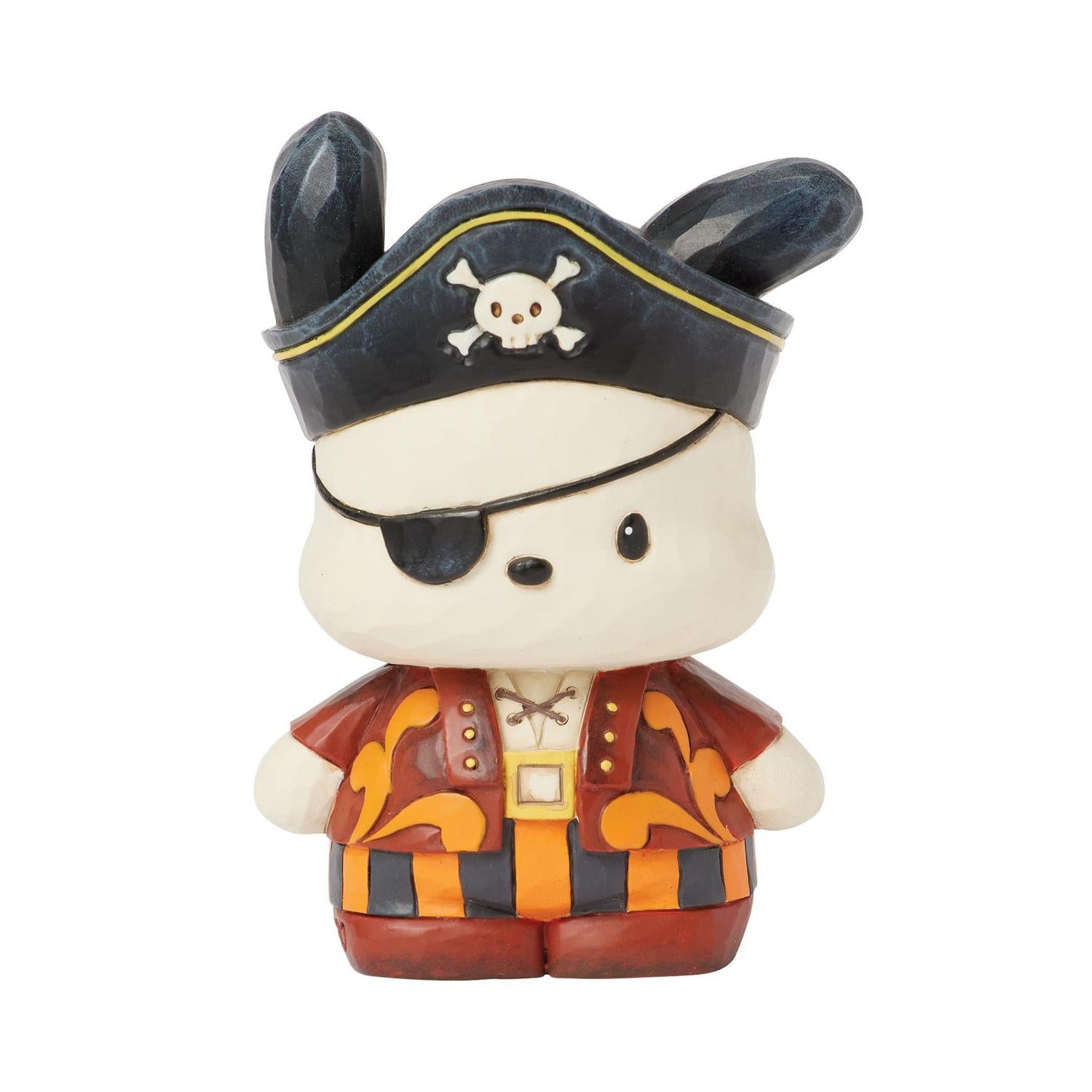 Close-up of Jim Shore figurine showing Pochacco's pirate costume details