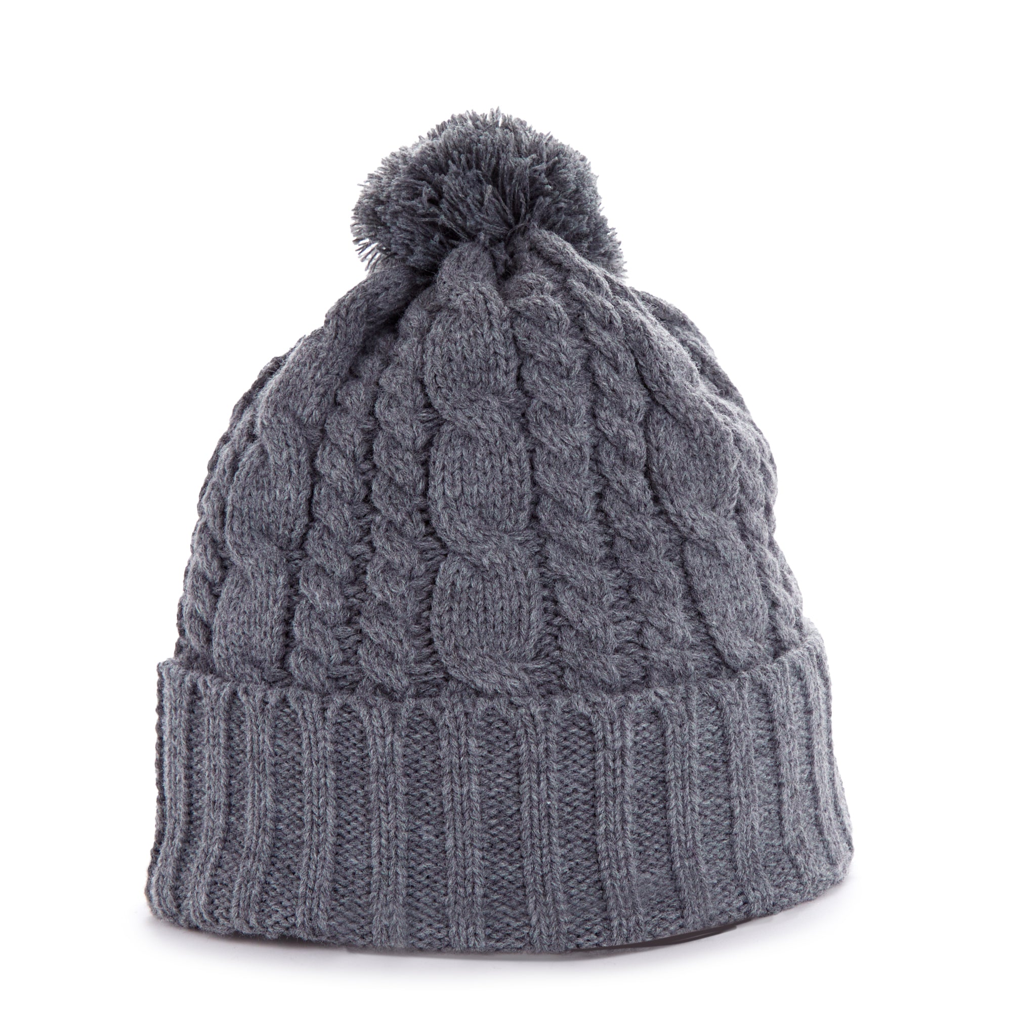 Chococat knit beanie folded, showing tweed texture and blue glasses detail