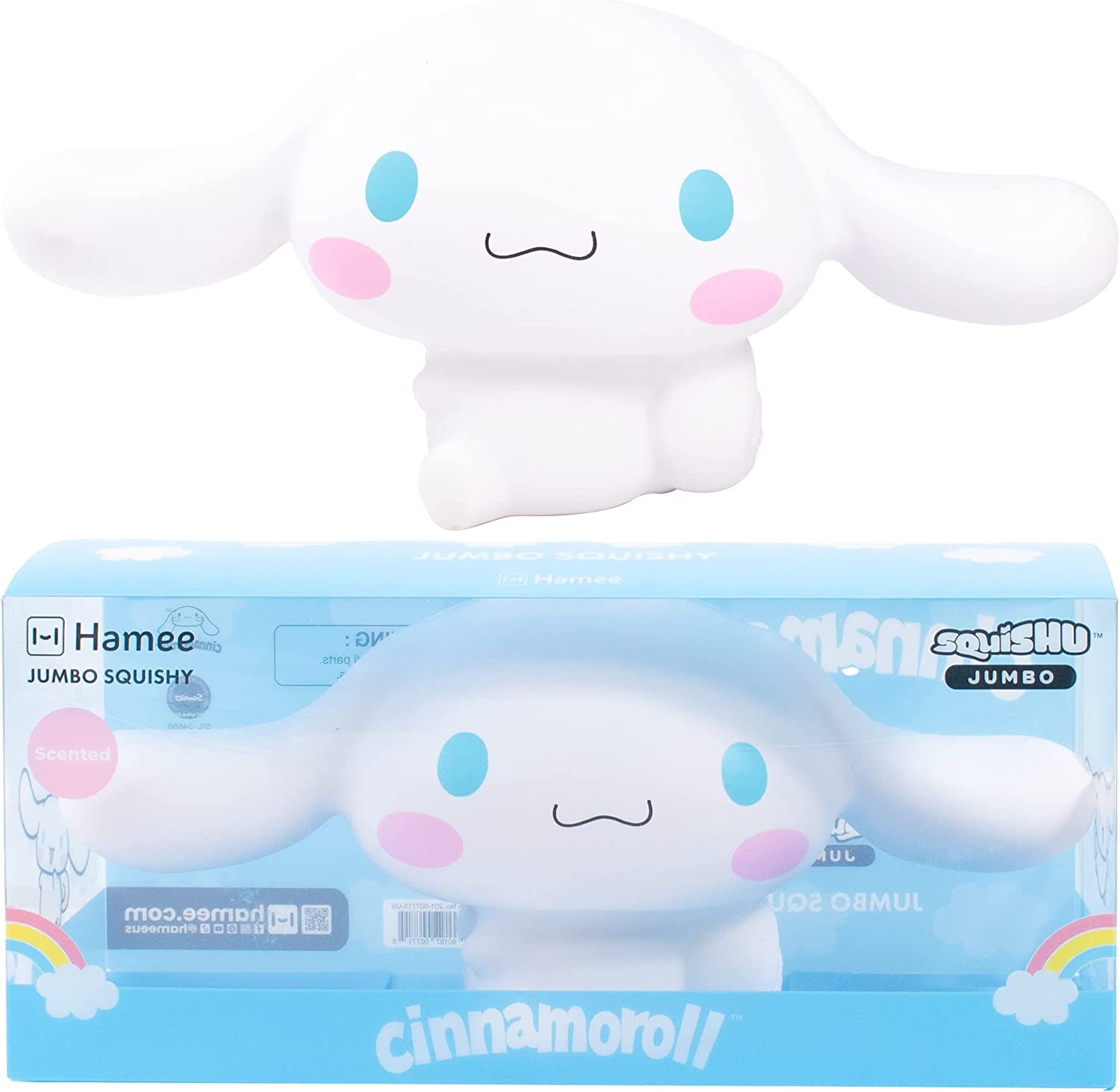 Hand pressing the jumbo squishy toy to show its slow-rising foam