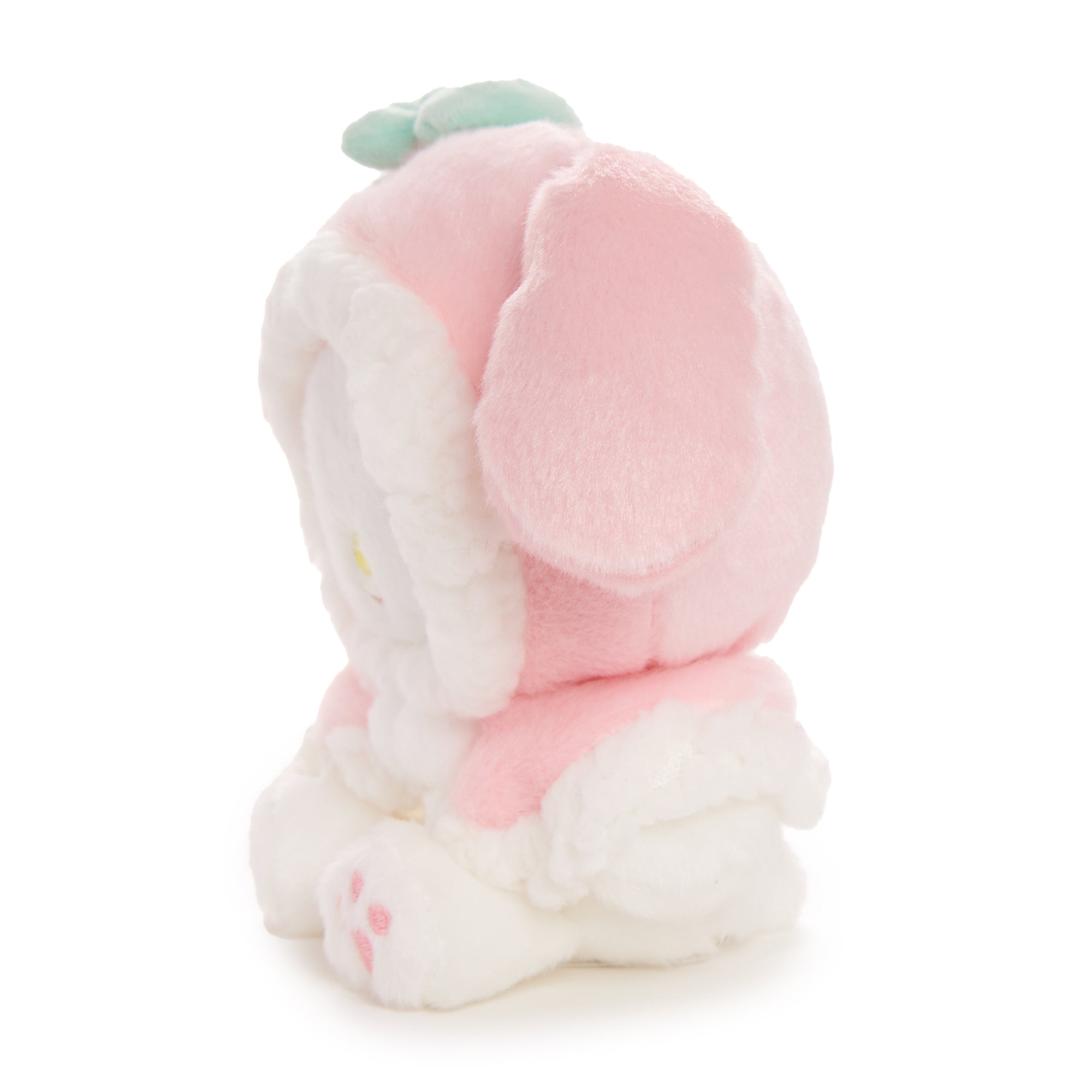 My Melody Sanrio plush beside a mug of hot chocolate for seasonal vibes