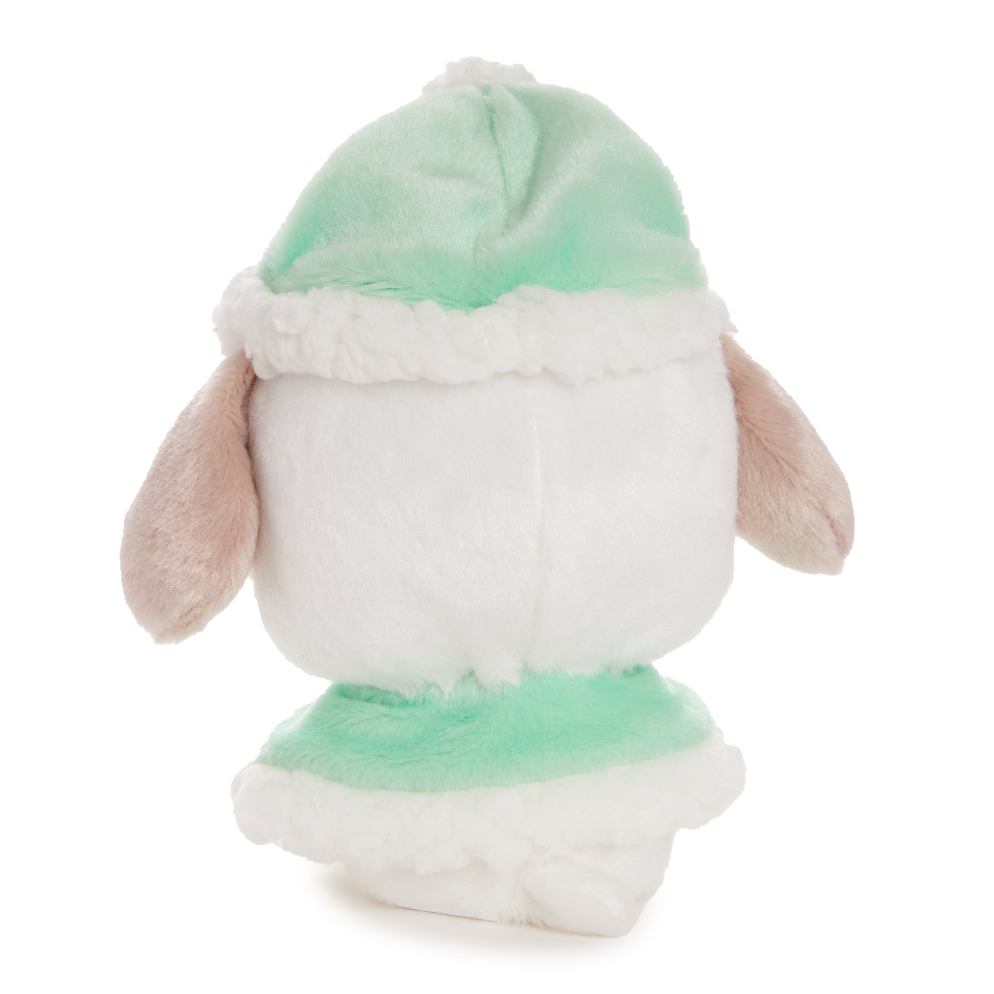 Close-up of Pochacco plush featuring embroidered and applique details, perfect for gifting