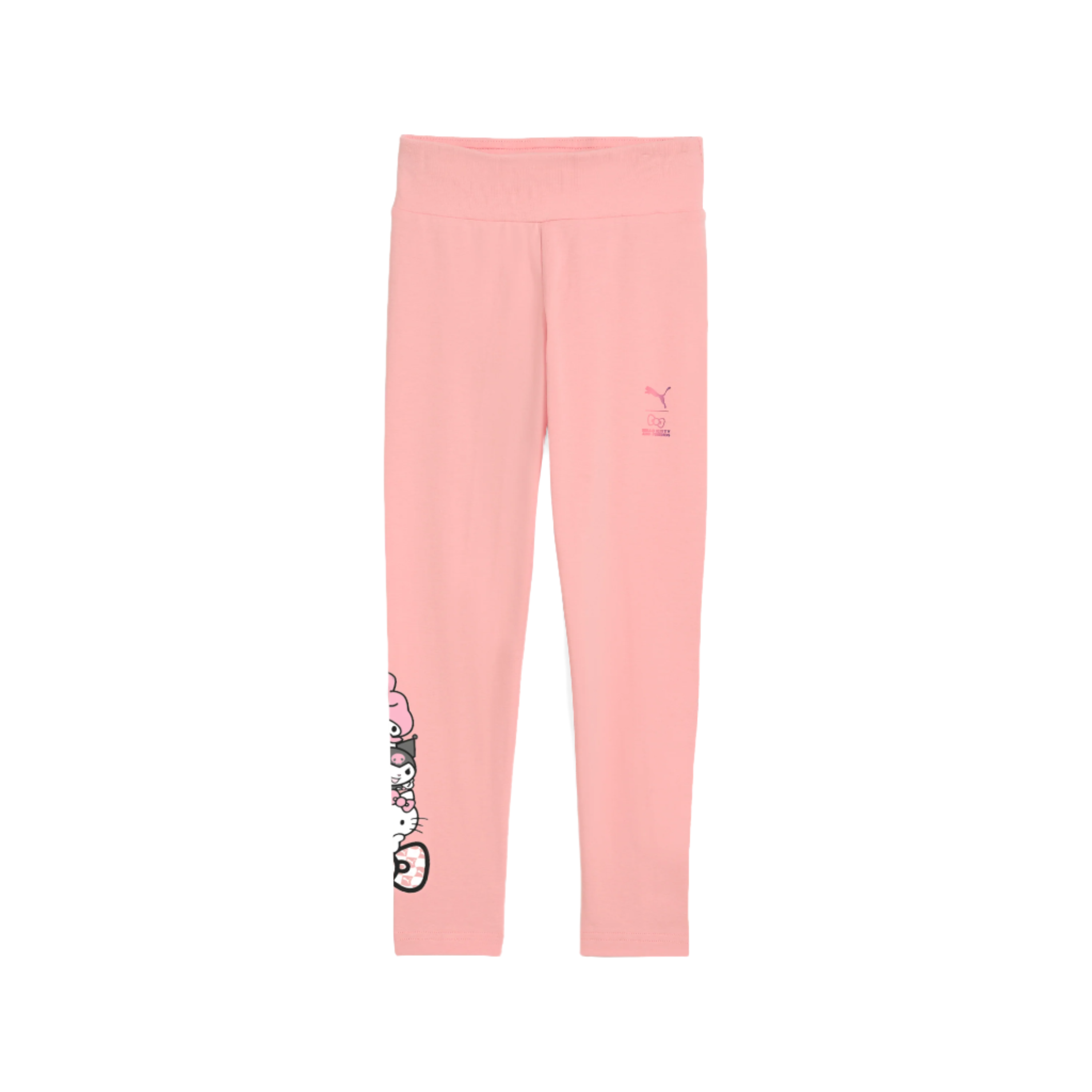 Side view of PUMA leggings featuring Hello Kitty graphics, ideal for active play.