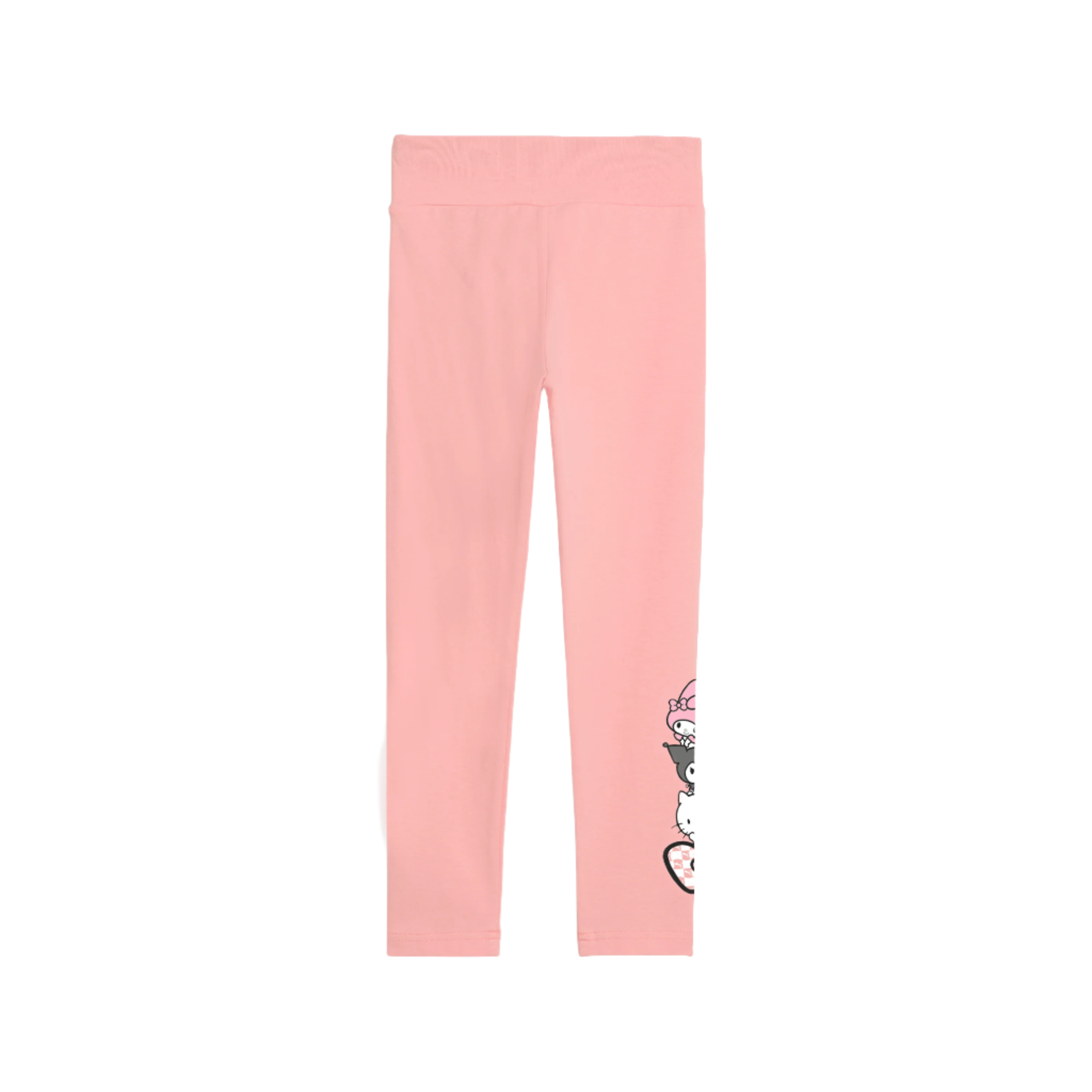 Close-up of the elastic waistband on Hello Kitty leggings, offering comfort and style.