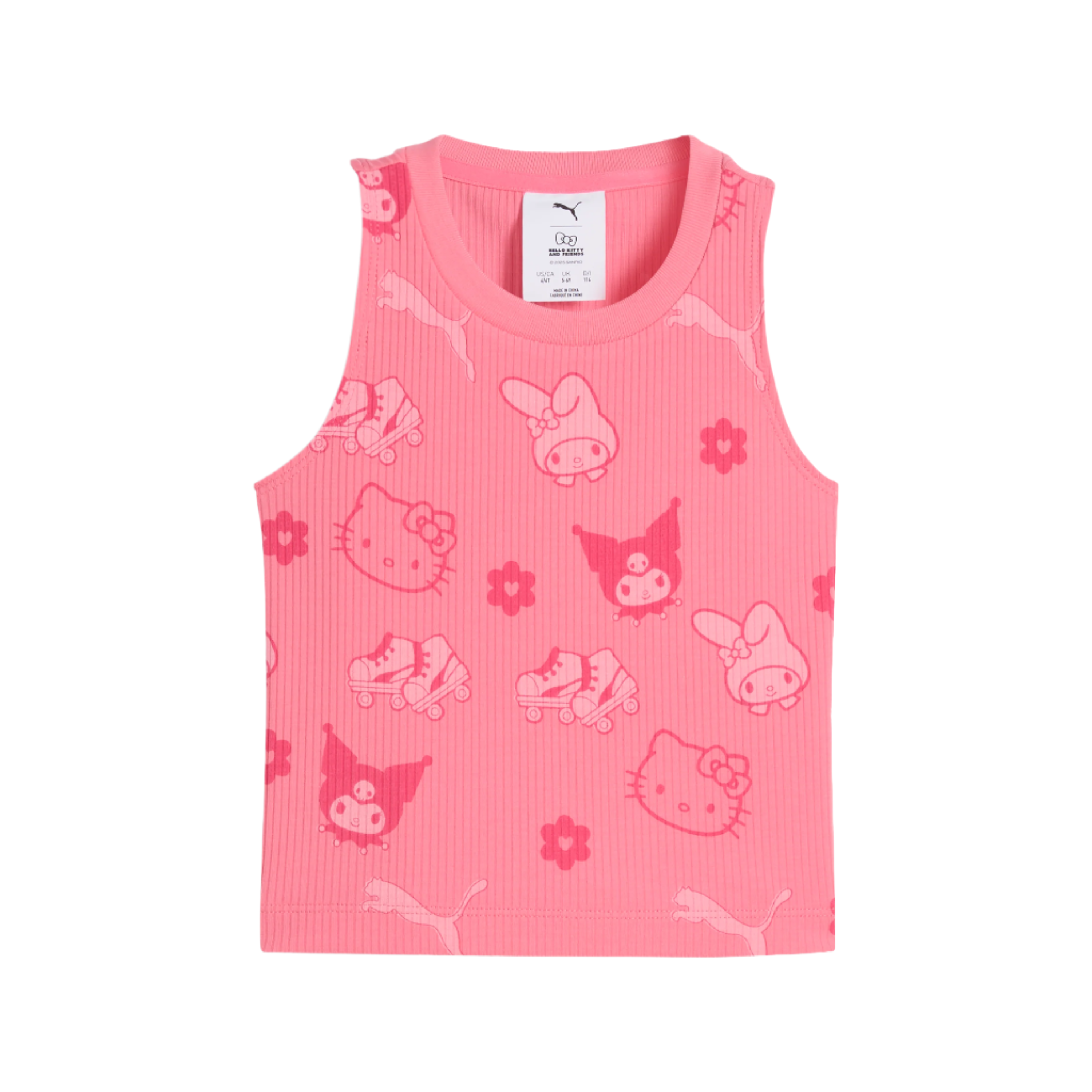 Front view of Hello Kitty x PUMA kids tank top in Magic Rose.