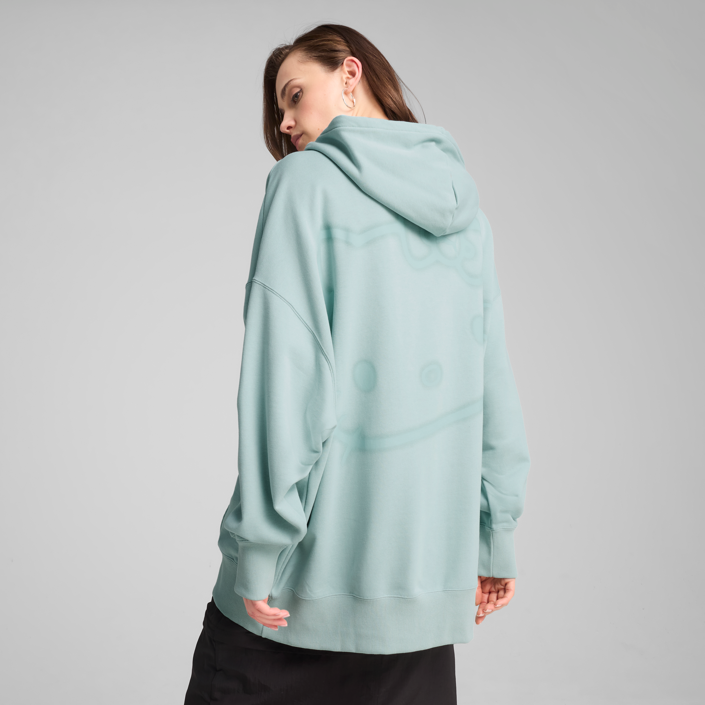 Back view showcasing the Hello Kitty artwork on the hoodie.
