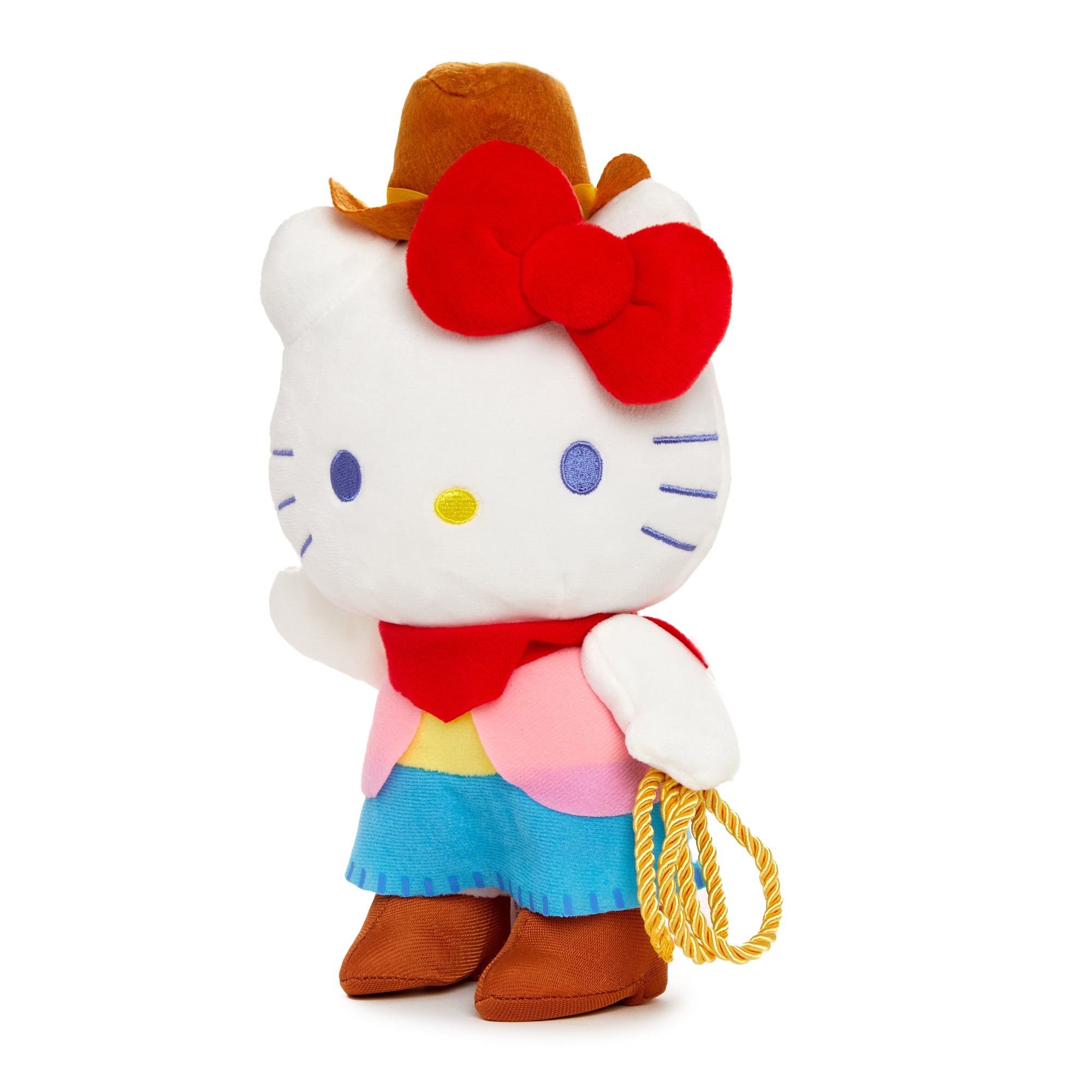 Close-up of plush detailing on Hello Kitty’s hat and outfit from the rodeo edition
