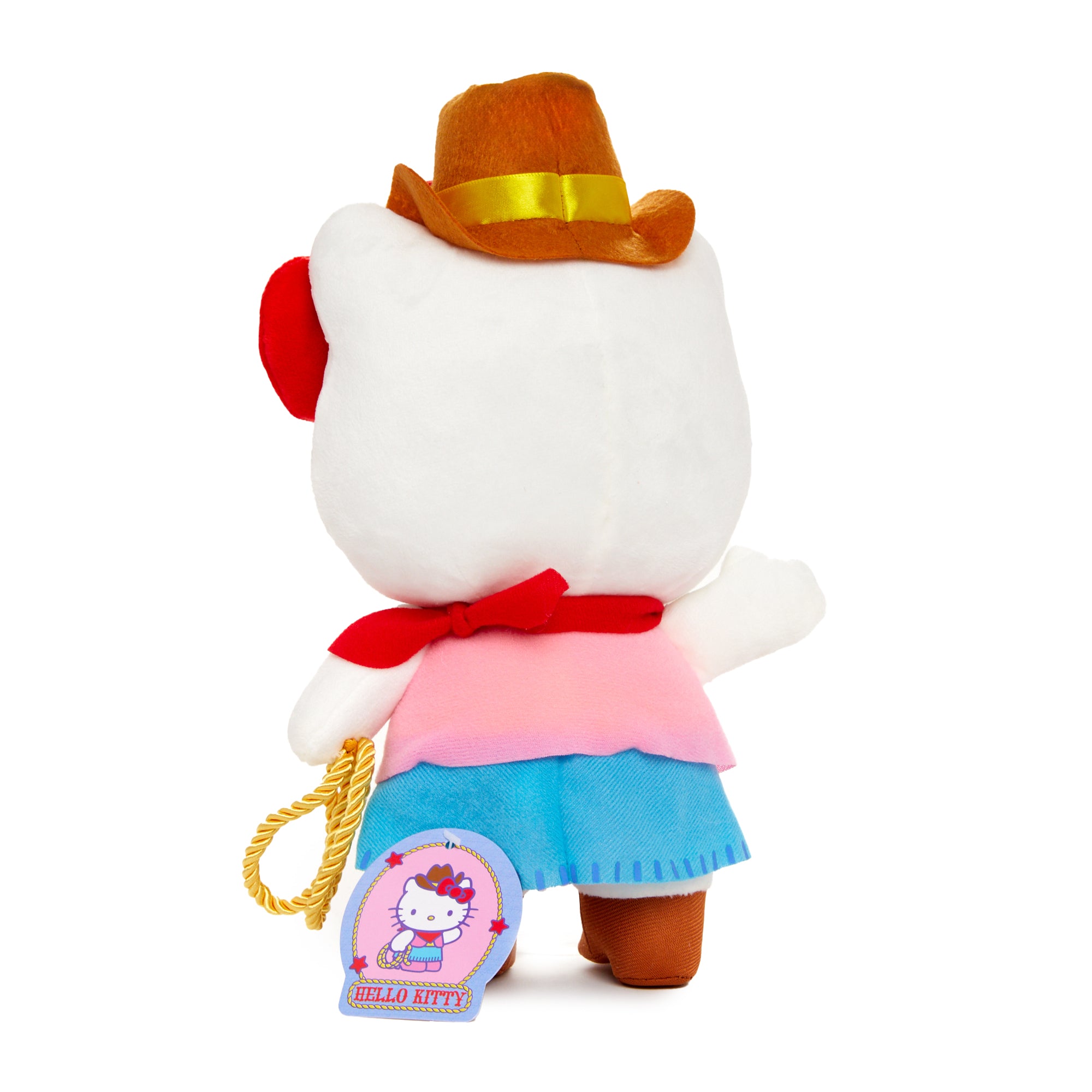 Close-up of plush detailing on Hello Kitty’s hat and outfit from the rodeo edition
