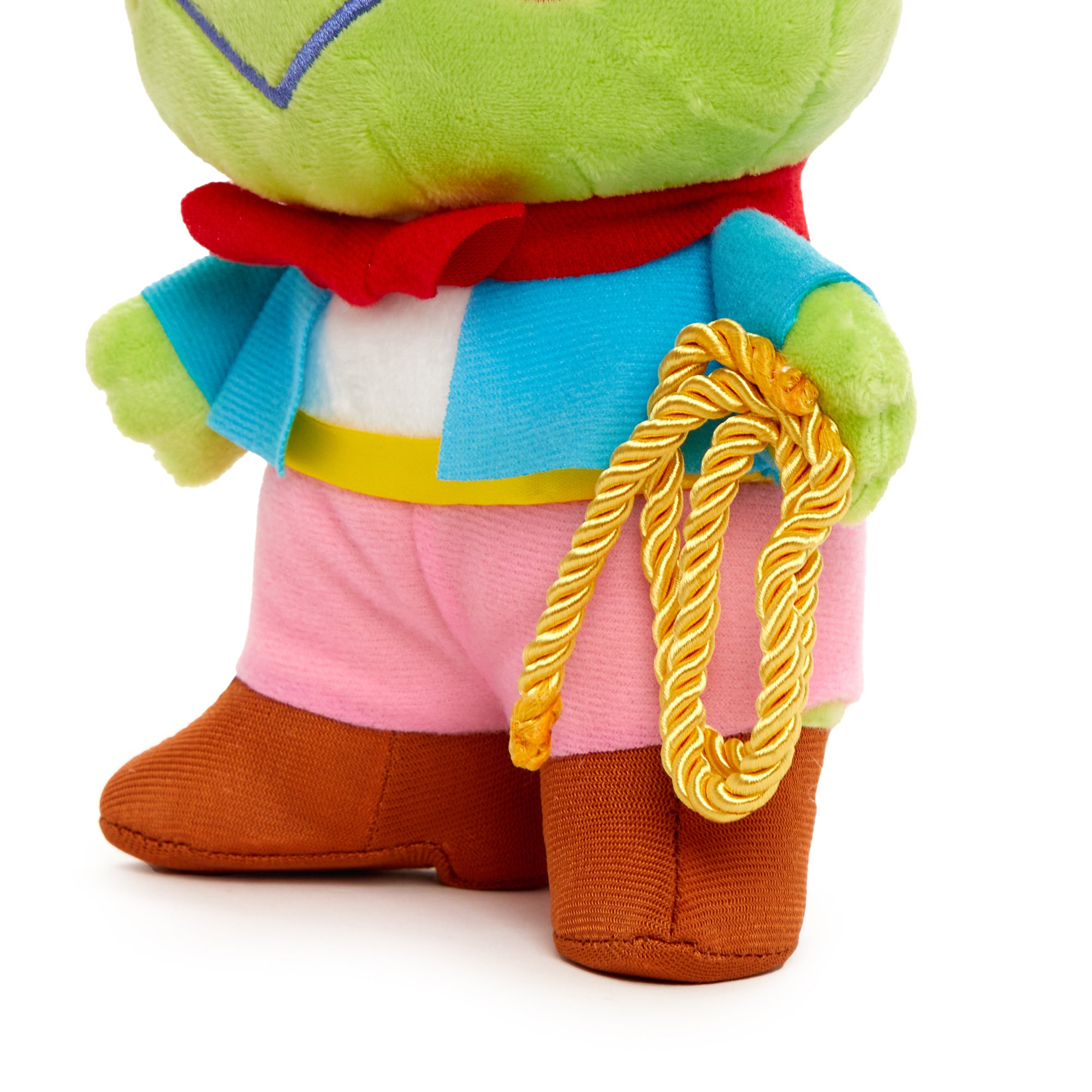 Front view of Sanrio Keroppi plush with character-specific accents and accessories