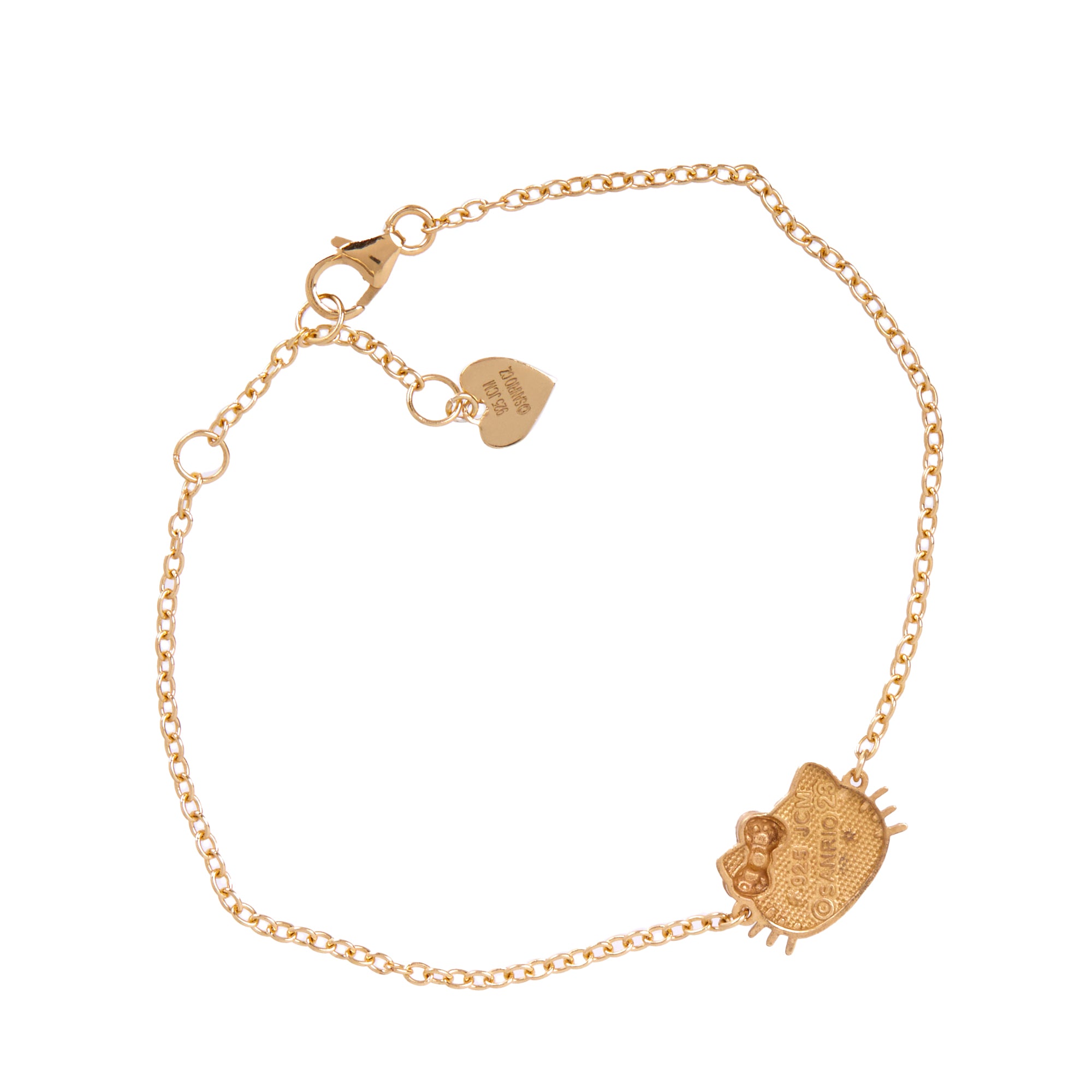 Hello Kitty gold plated bracelet with adjustable chain, styled on wrist