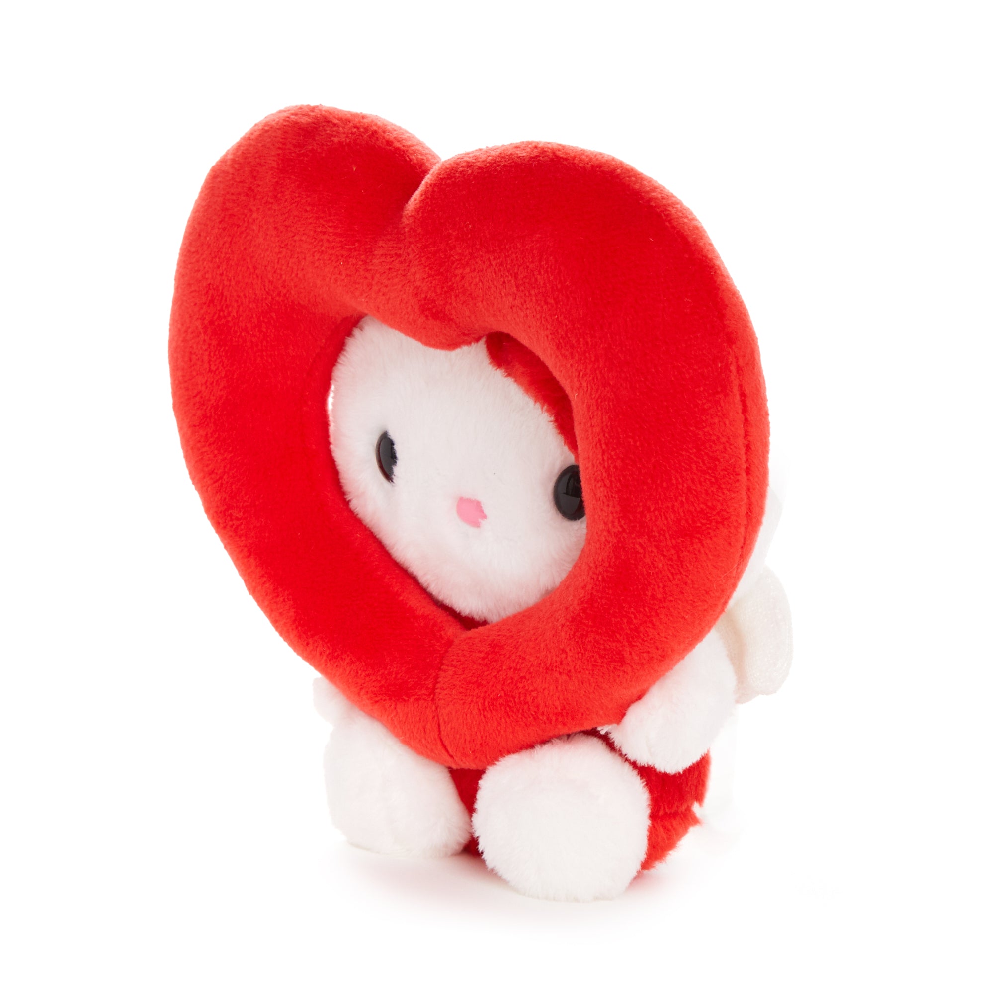 Hello Kitty plush with mini wings and red heart accessory, perfect for gifting