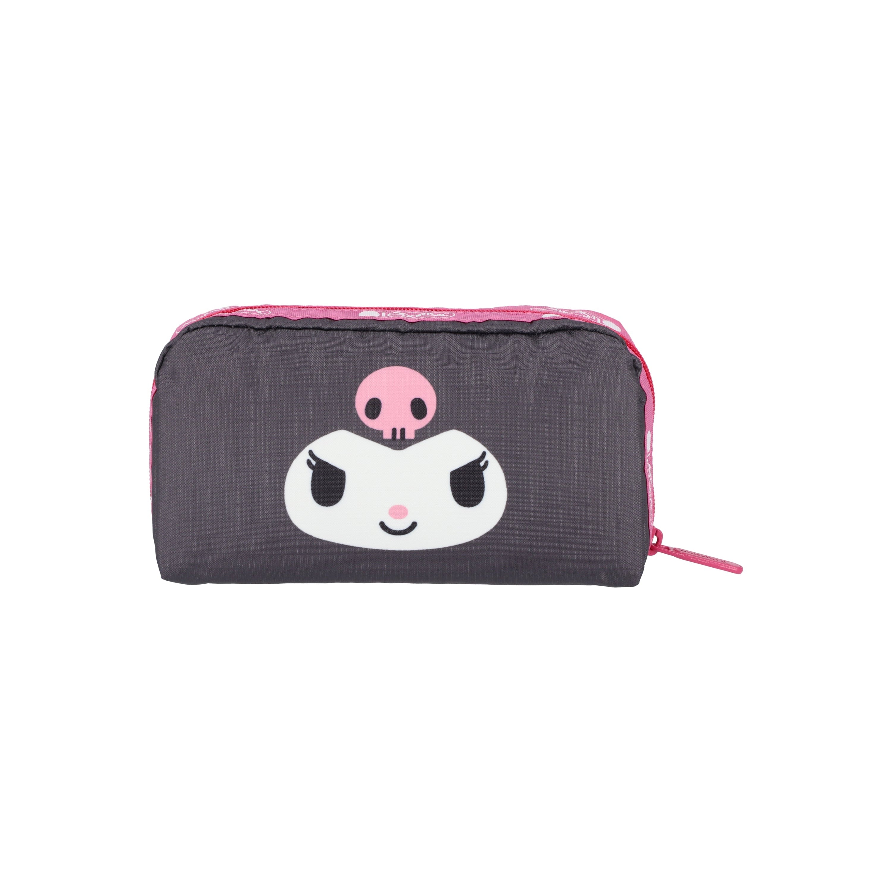 Open view showing interior pockets and vibrant lining of the LeSportsac cosmetic bag