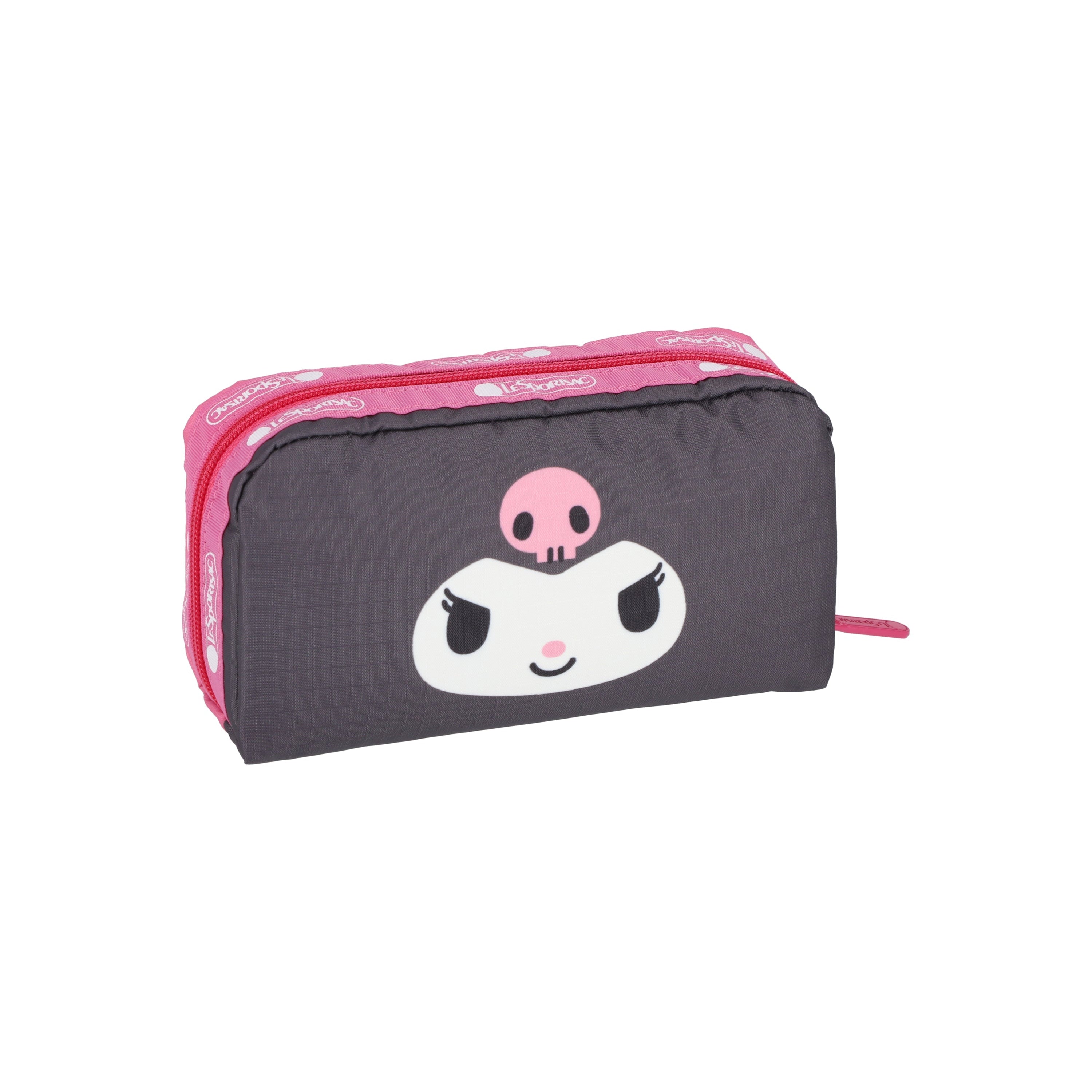 Open view showing interior pockets and vibrant lining of the LeSportsac cosmetic bag