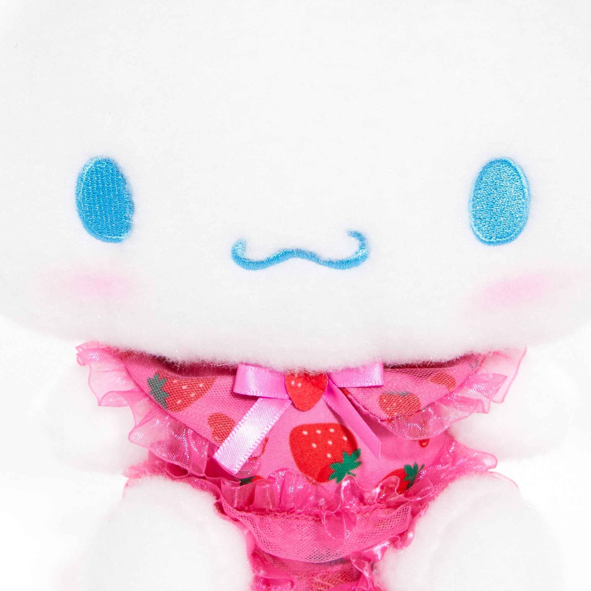 Front view of the Cinnamoroll plush from the Strawberry Treat Series